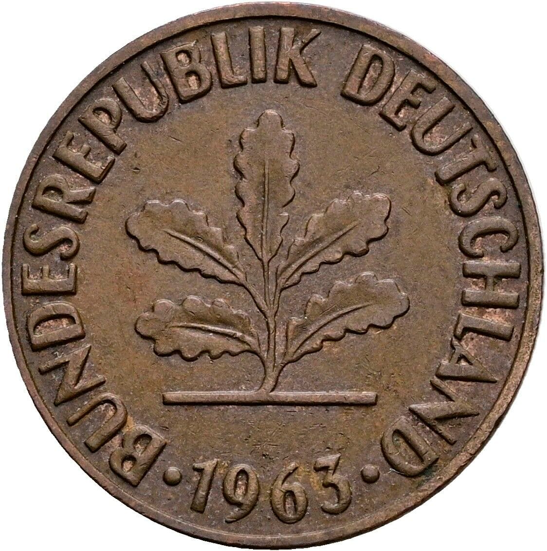 2 Pfennig 1963 J – Rückseite