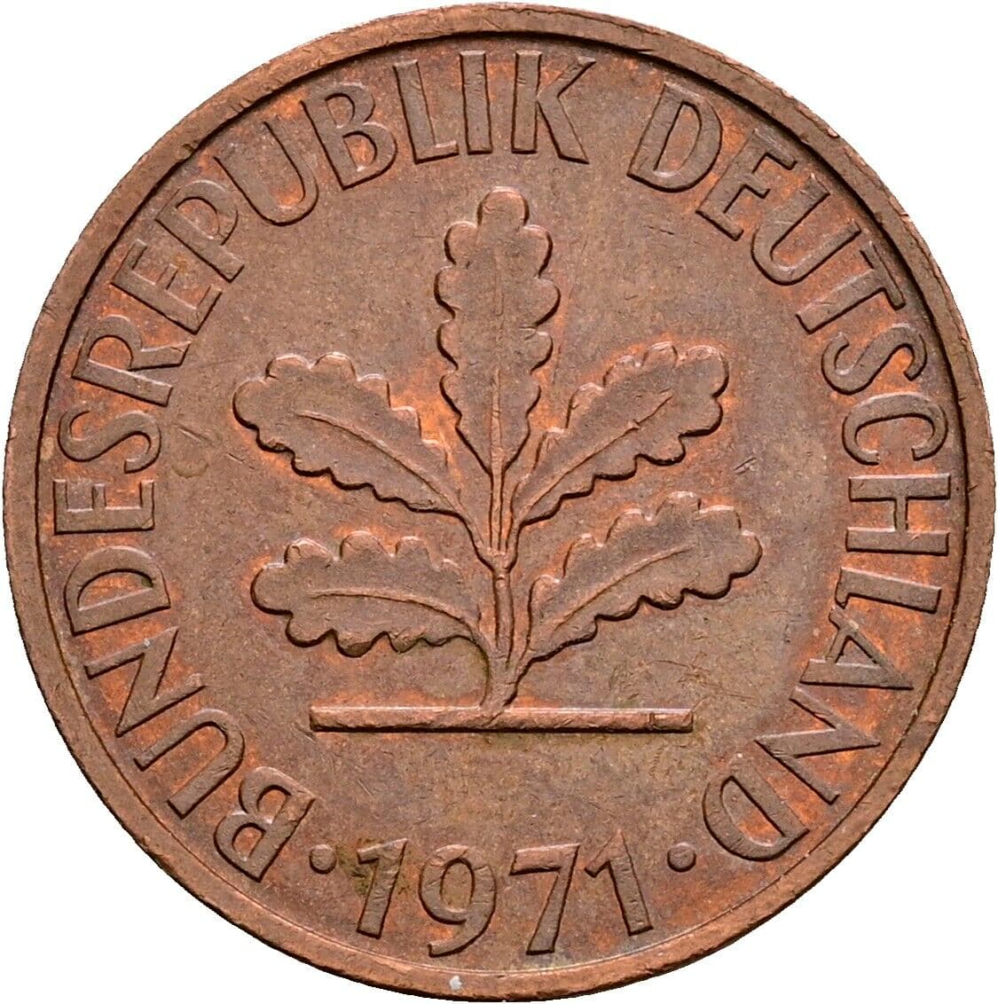 2 Pfennig 1971 G – Rückseite