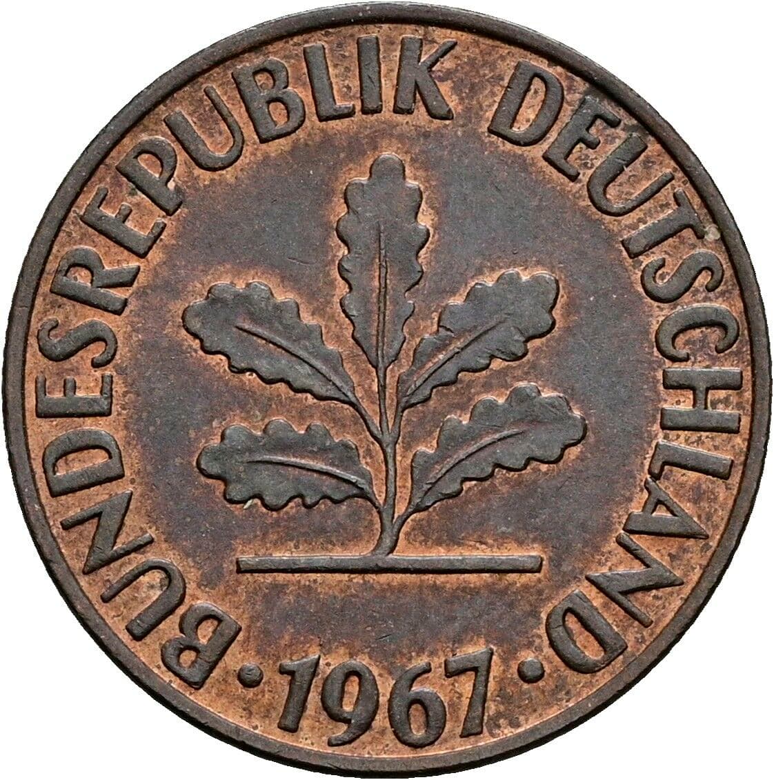 2 Pfennig 1967 D – Rückseite