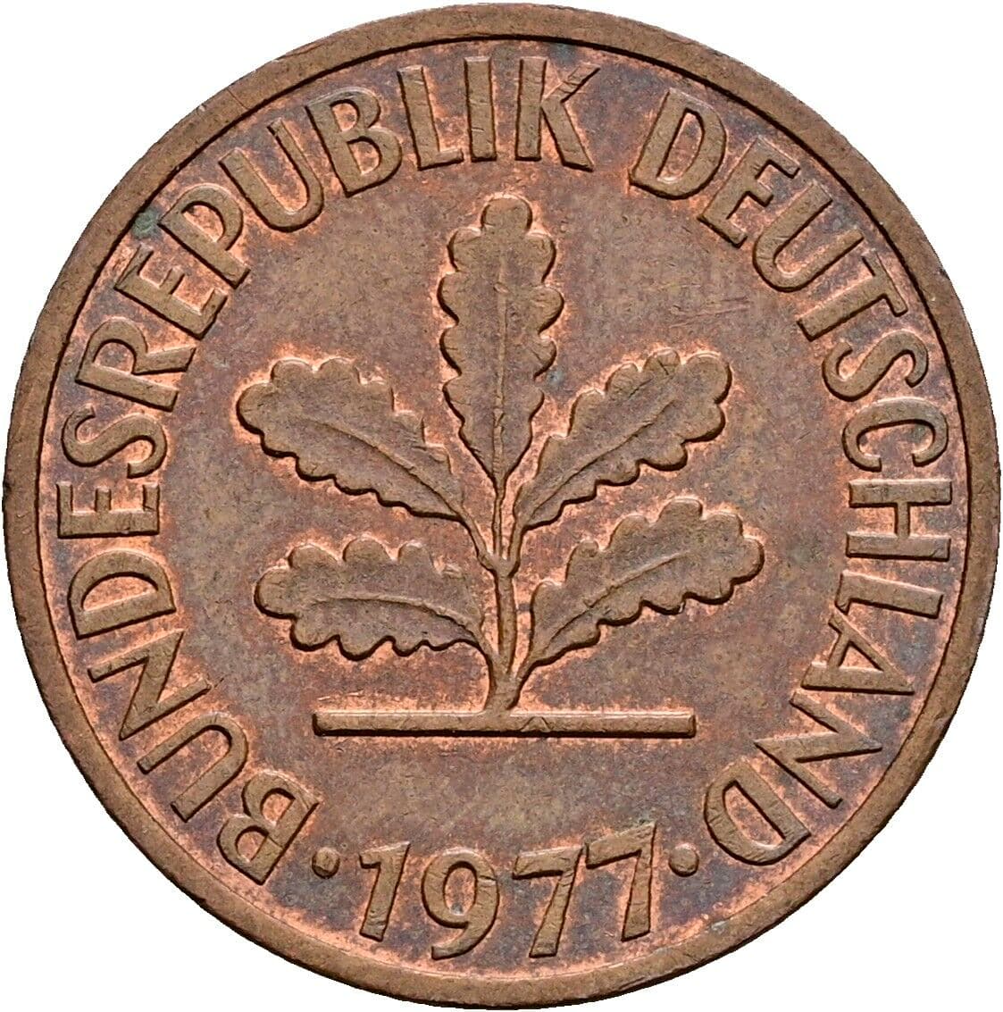 2 Pfennig 1977 F – Rückseite