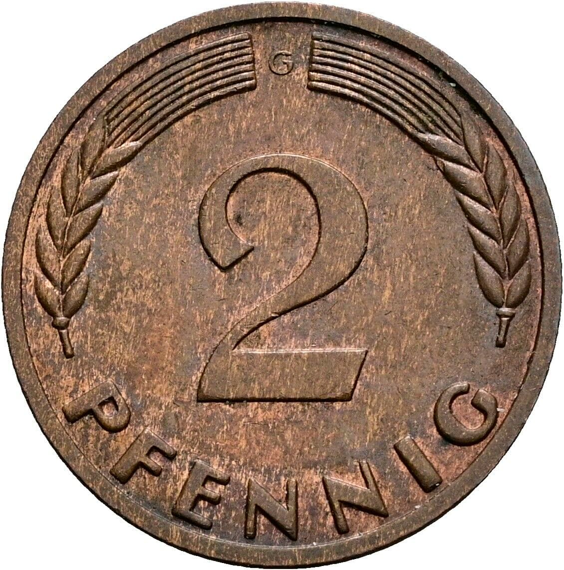 2 Pfennig 1968 G – Vorderseite