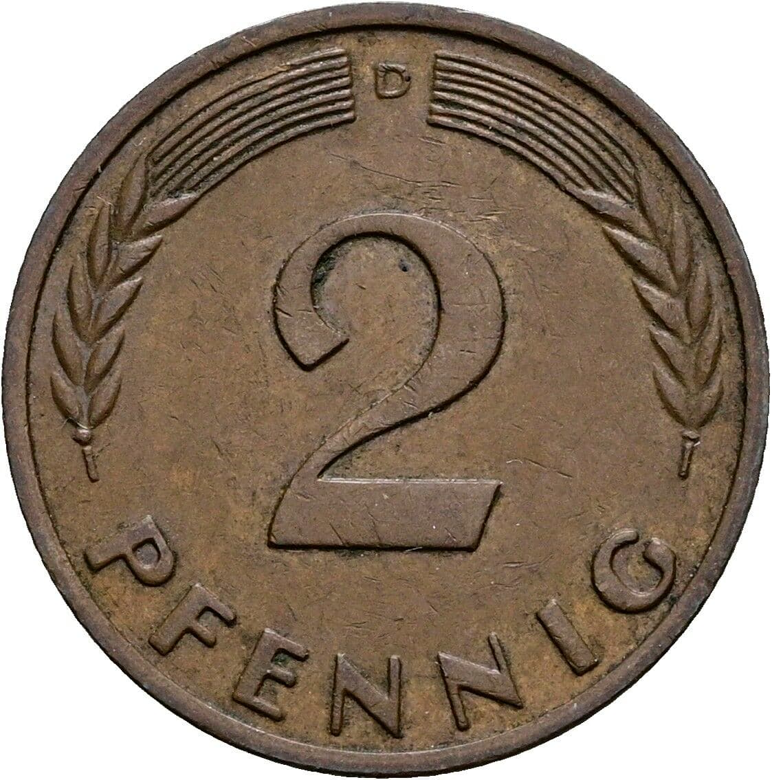 2 Pfennig 1963 D – Vorderseite
