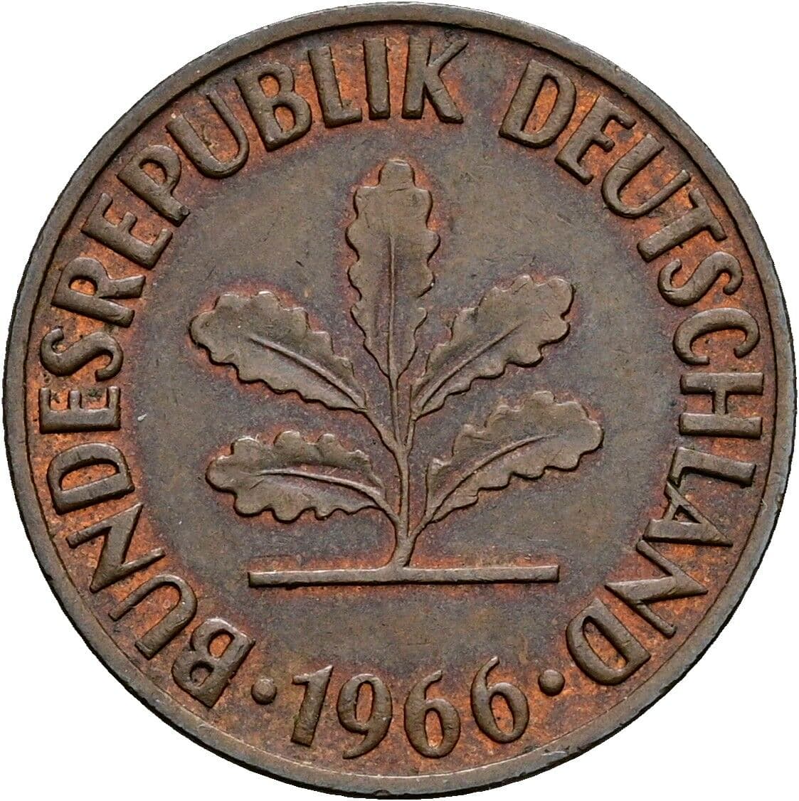 2 Pfennig 1966 D – Rückseite