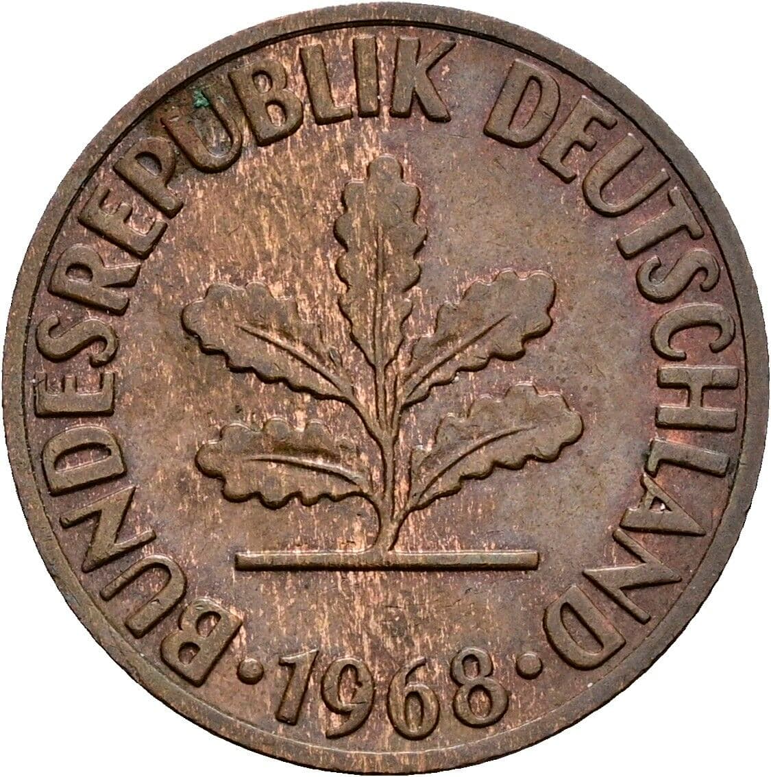 2 Pfennig 1968 G – Rückseite