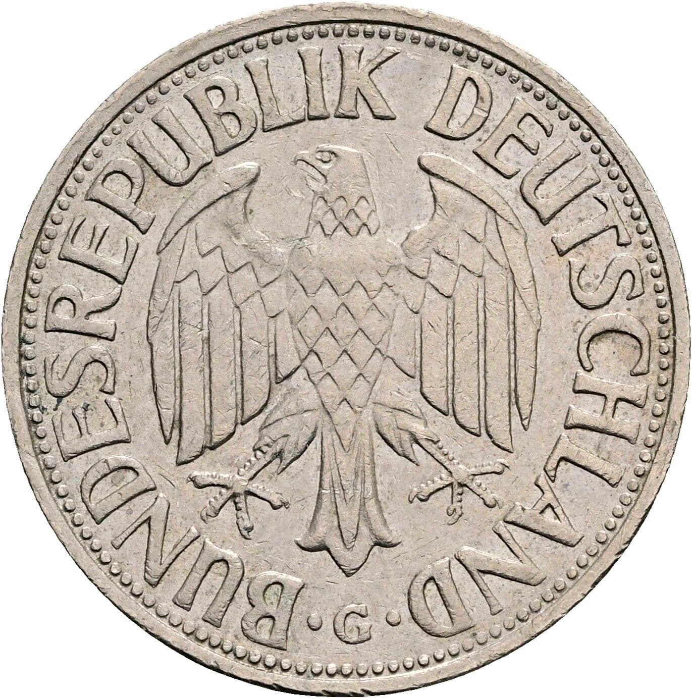 1 Deutsche Mark 1970 G – Rückseite
