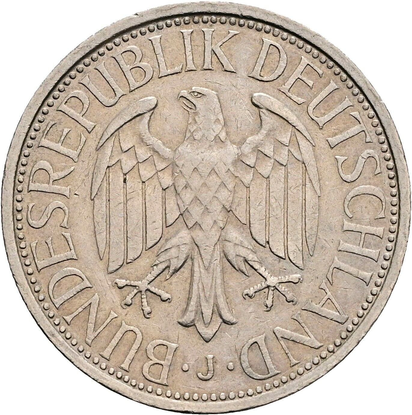 1 Deutsche Mark 1972 J – Rückseite