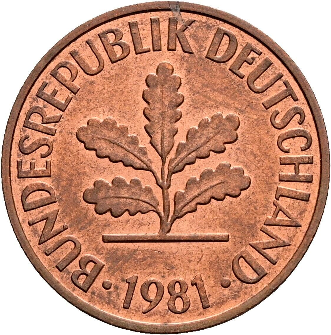 2 Pfennig 1981 G – Rückseite