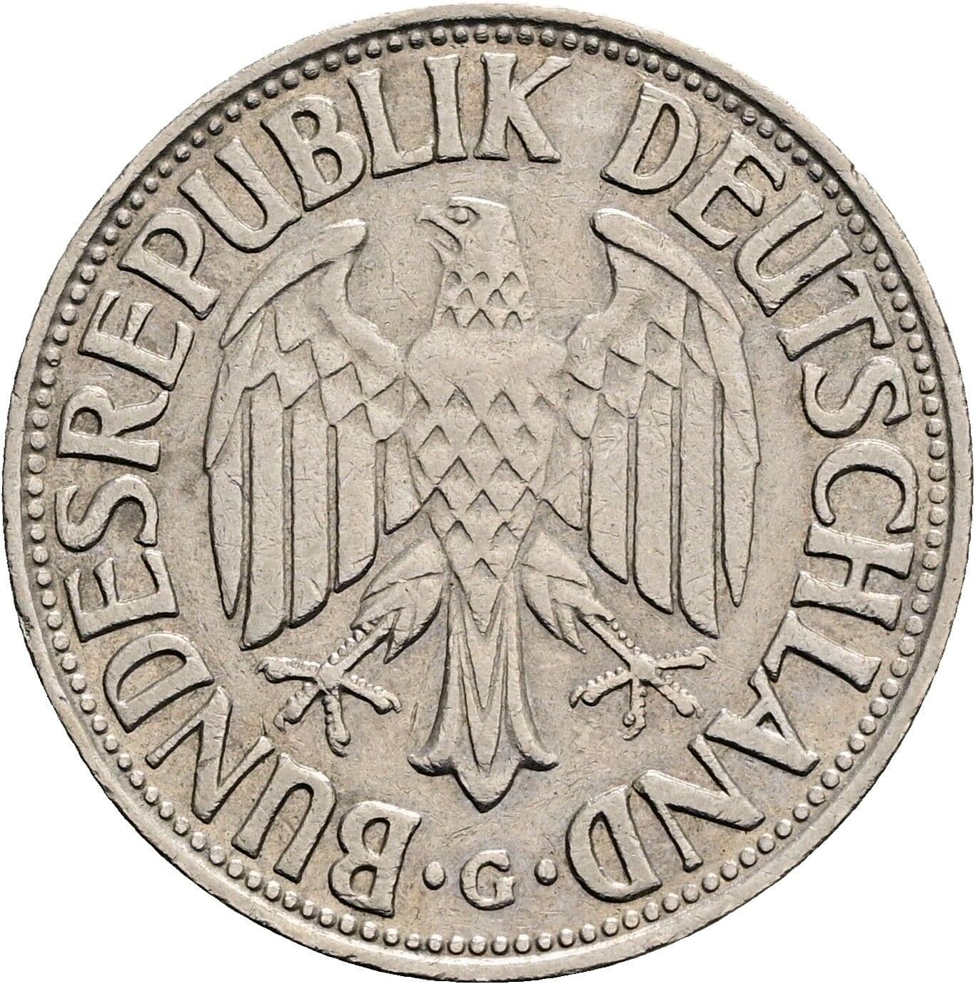 1 Deutsche Mark 1961 G – Rückseite