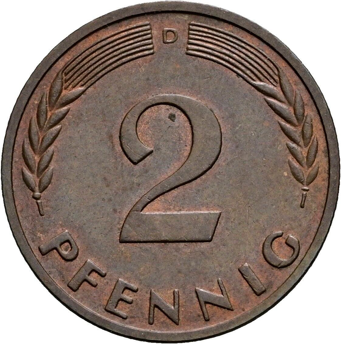 2 Pfennig 1962 D – Vorderseite