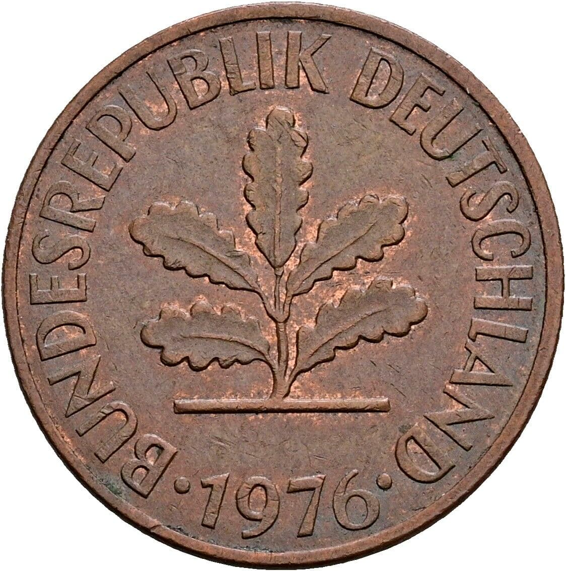 2 Pfennig 1976 J – Rückseite