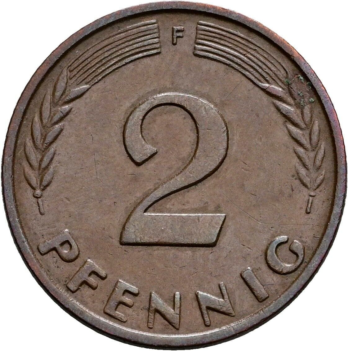 2 Pfennig 1961 F – Vorderseite