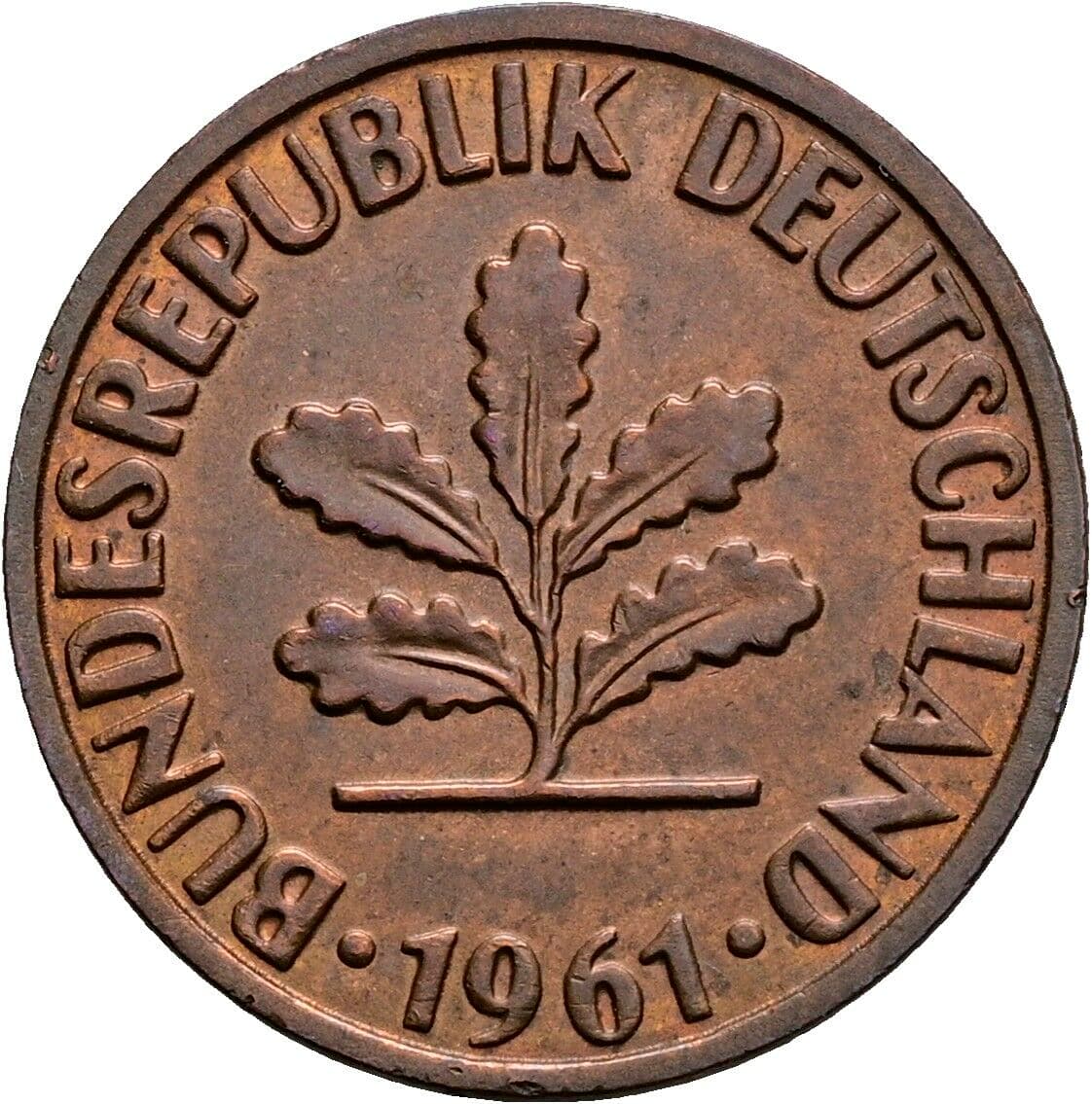2 Pfennig 1961 F – Rückseite