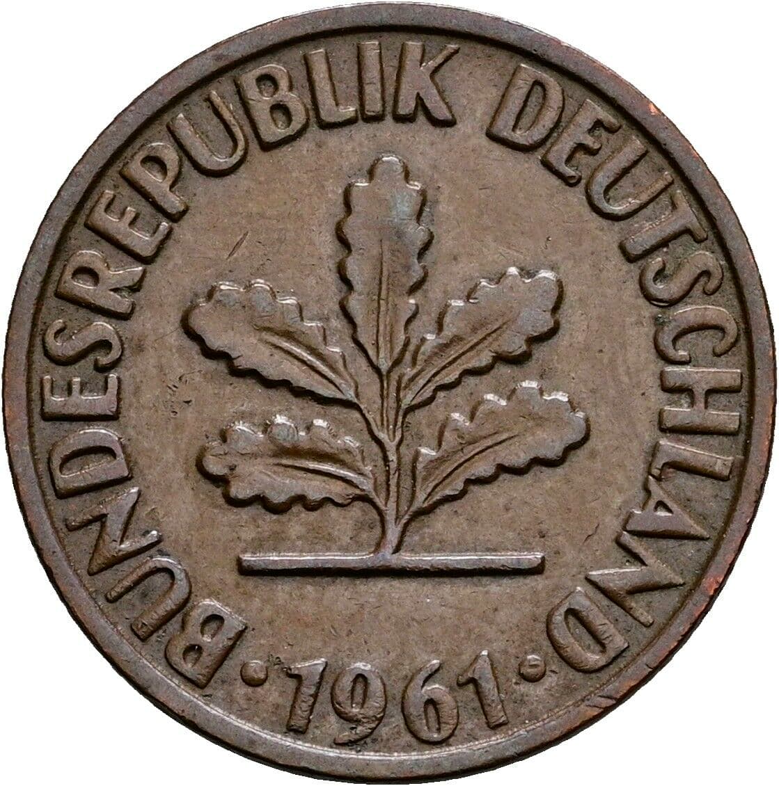 2 Pfennig 1961 F – Rückseite