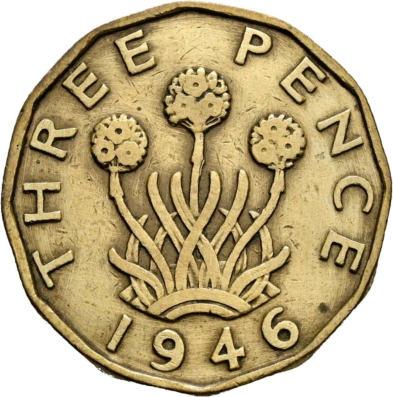 3 Pence George VI. 1936-1952 1946 – Rückseite
