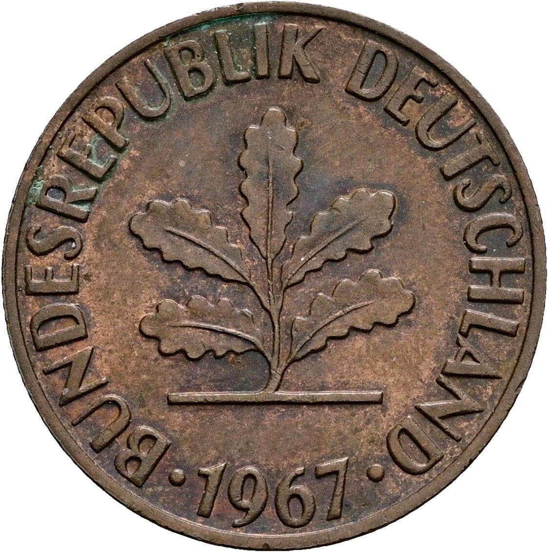 2 Pfennig 1967 J – Rückseite