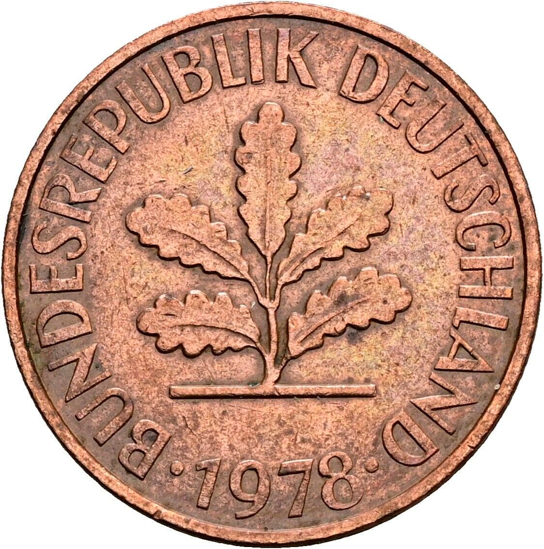 2 Pfennig 1978 J – Rückseite