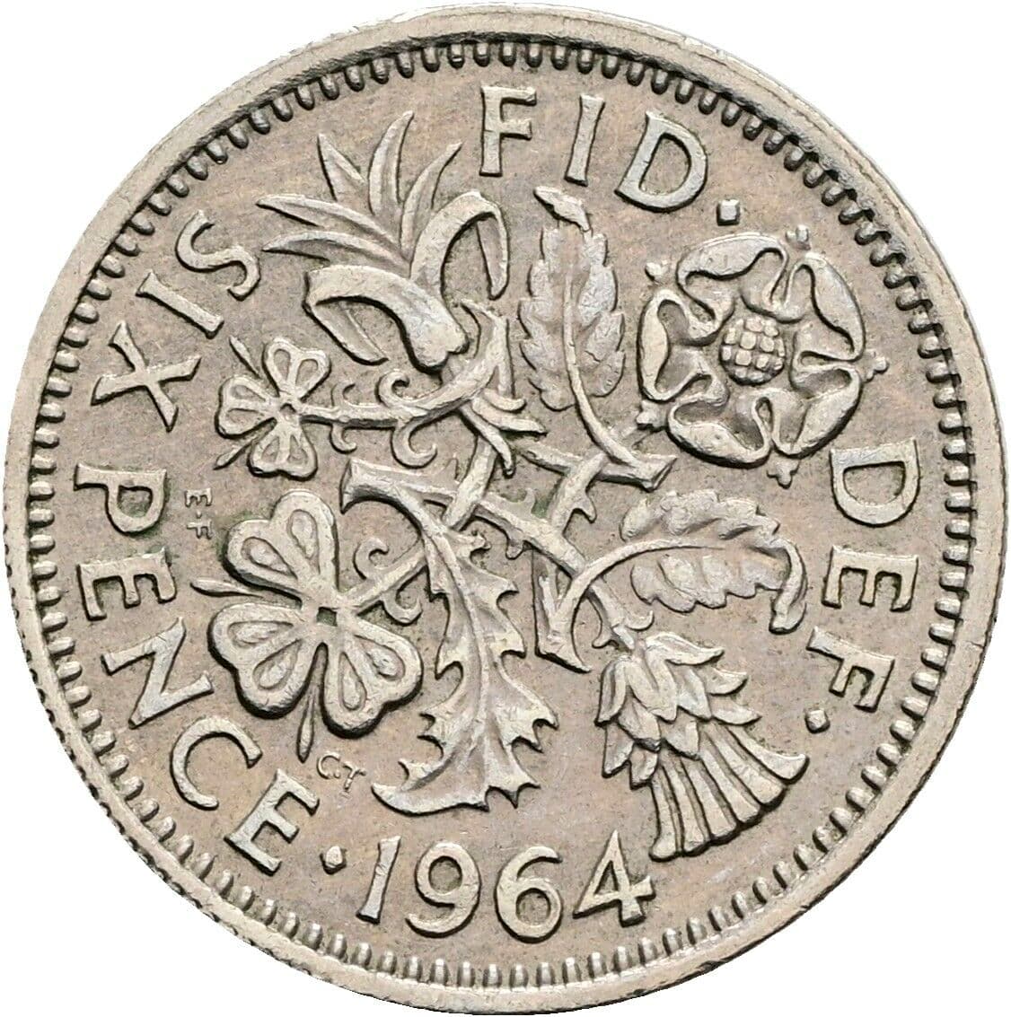 6 Pence Elisabeth II. 1952-2022 1964 – Rückseite