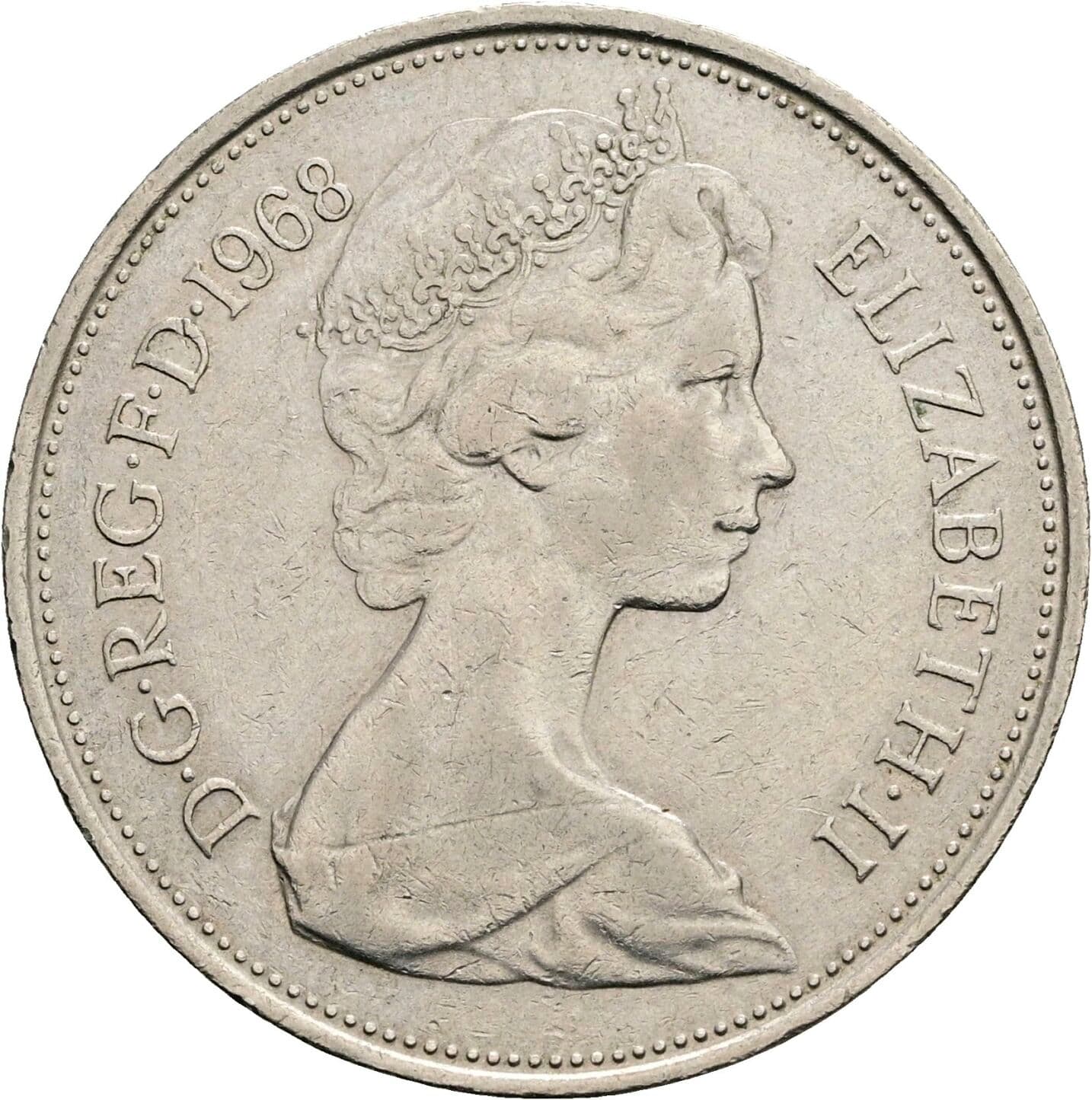 10 New Pence Elisabeth II. 1952-2022 1968 – Vorderseite