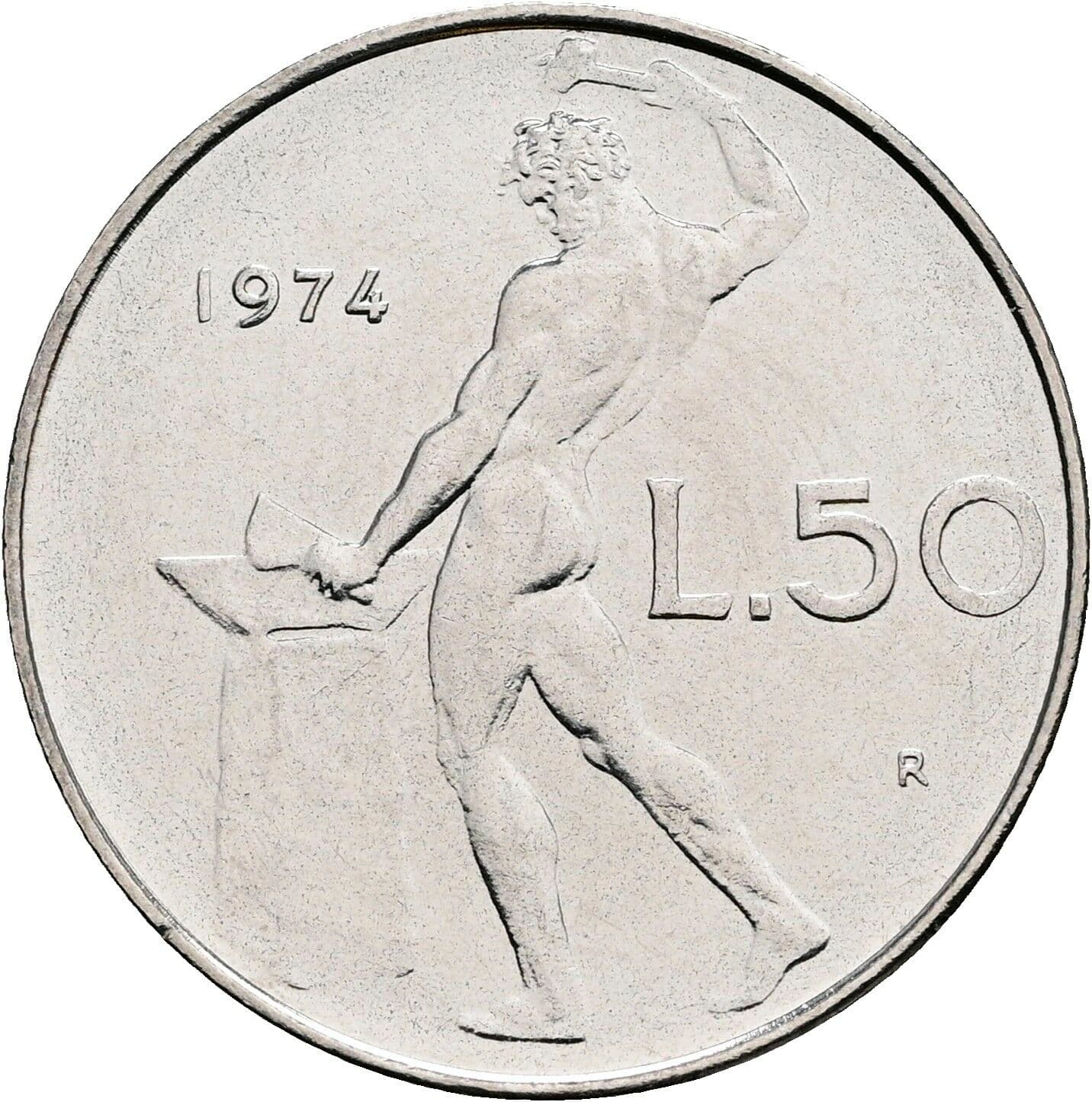 50 Lire 1974 – Rückseite