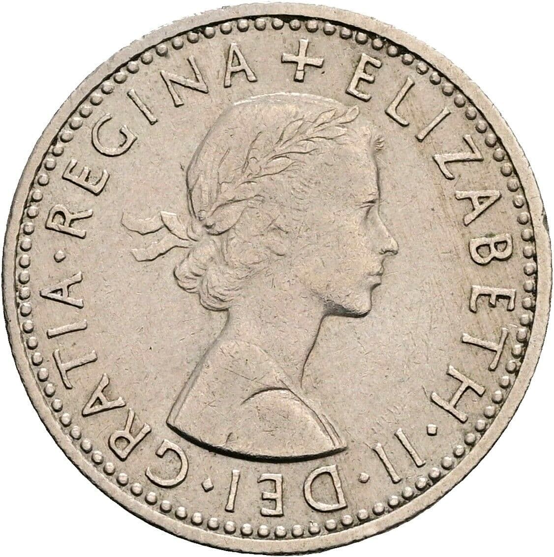 6 Pence Elisabeth II. 1952-2022 1965 – Vorderseite