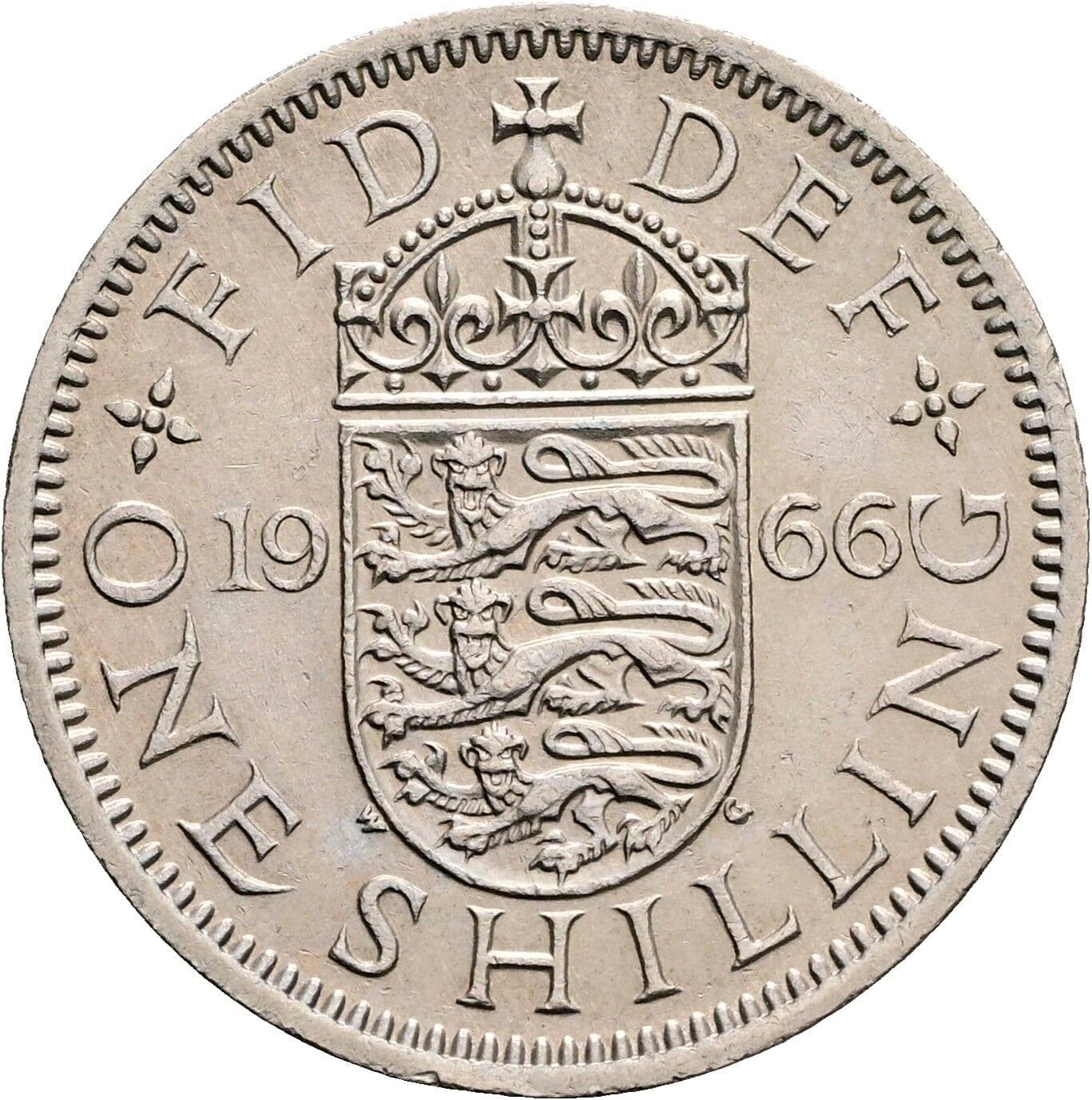 1 Shilling Elisabeth II. 1952-2022 1966 – Rückseite