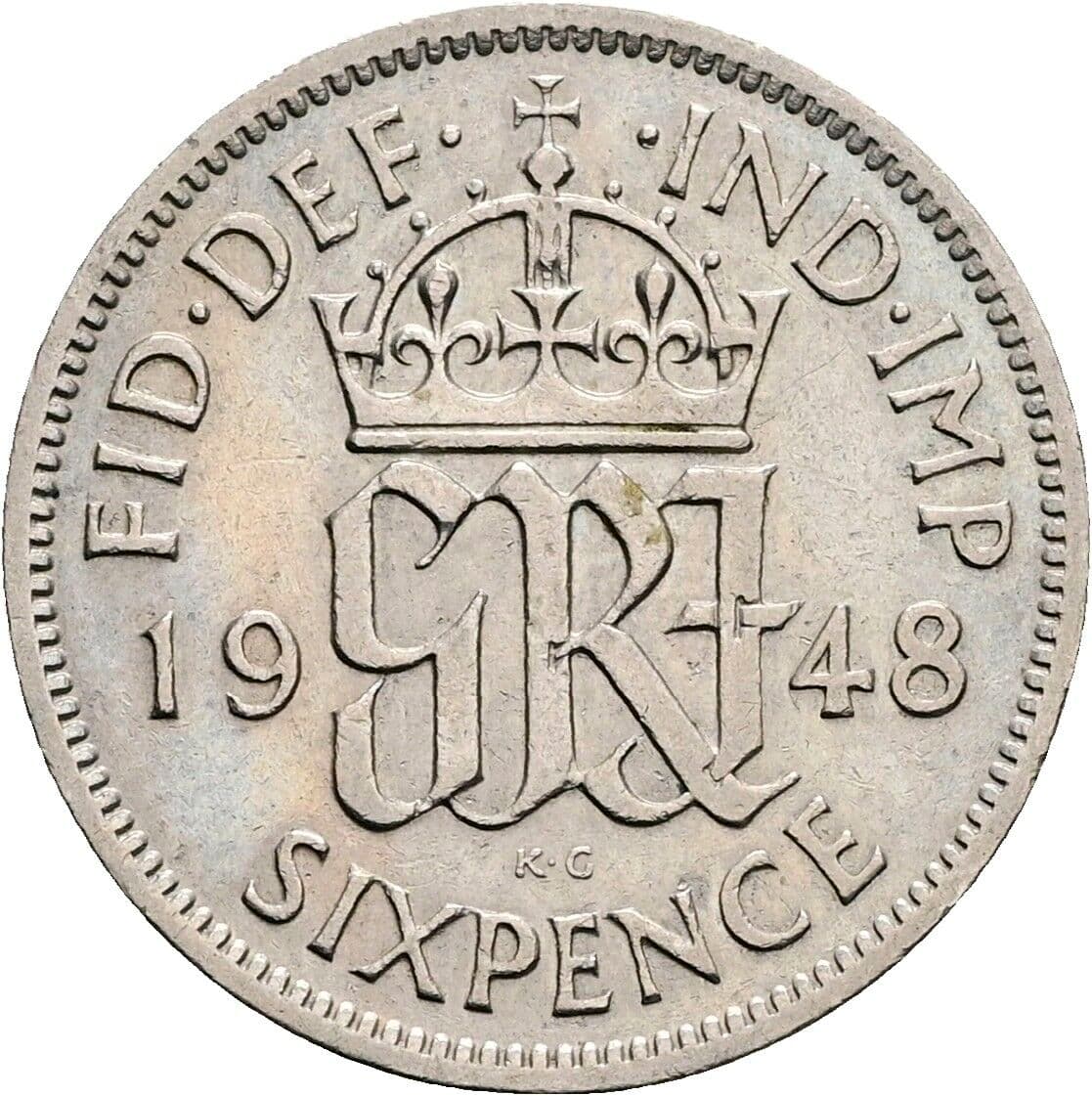 6 Pence George VI. 1936-1952 1948 – Rückseite