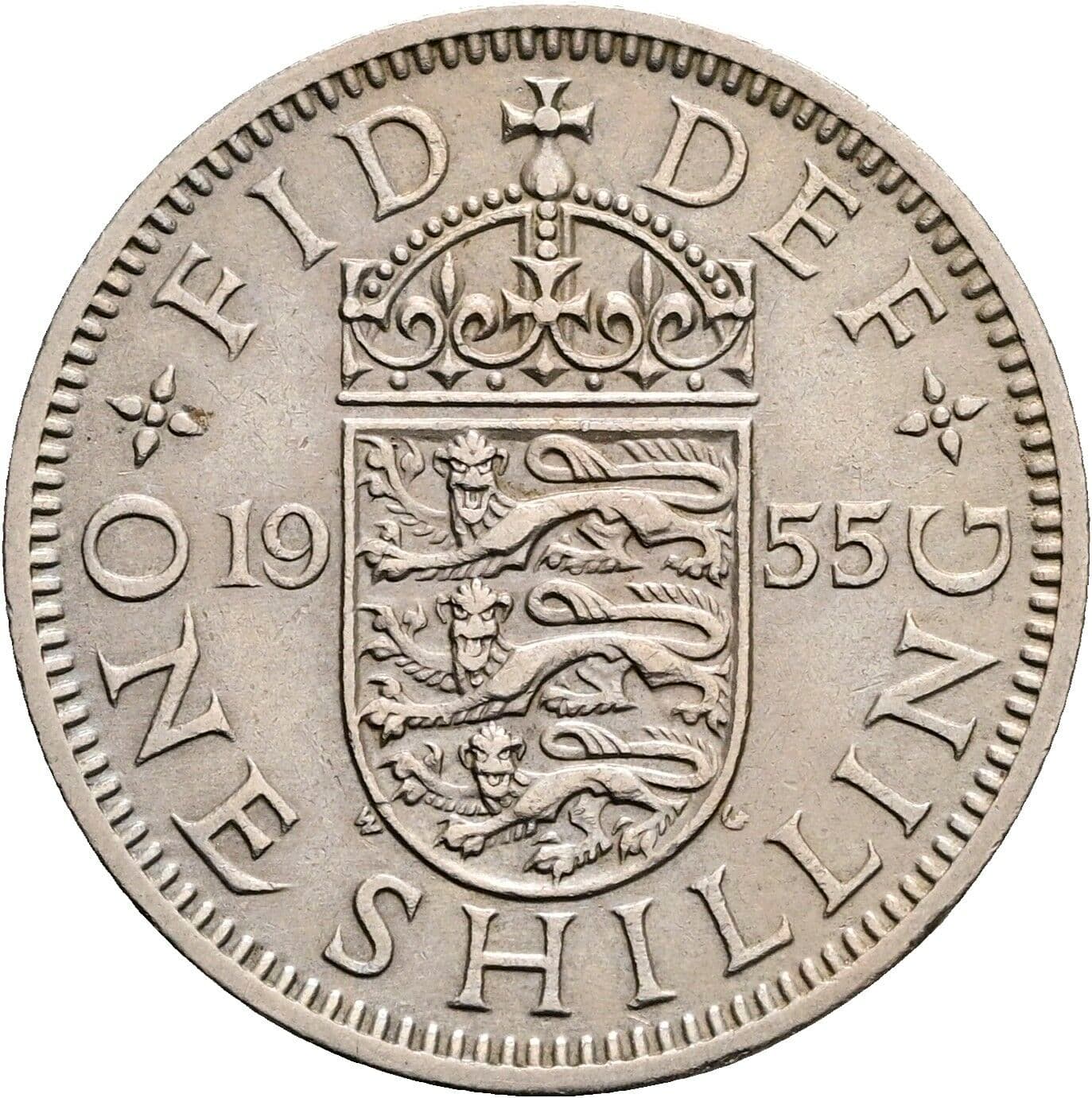 1 Shilling Elisabeth II. 1952-2022 1955 – Rückseite