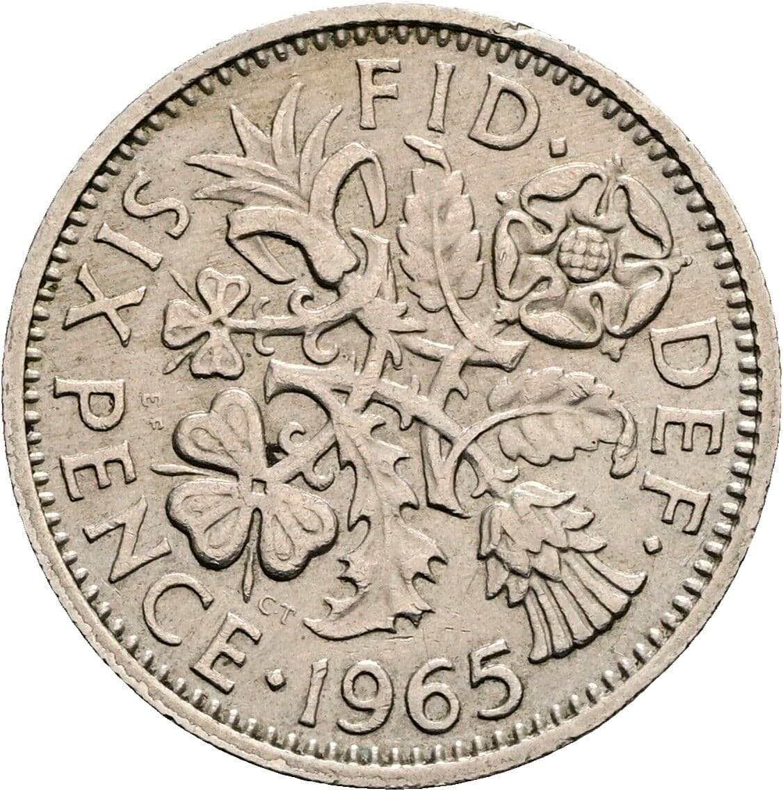 6 Pence Elisabeth II. 1952-2022 1965 – Rückseite