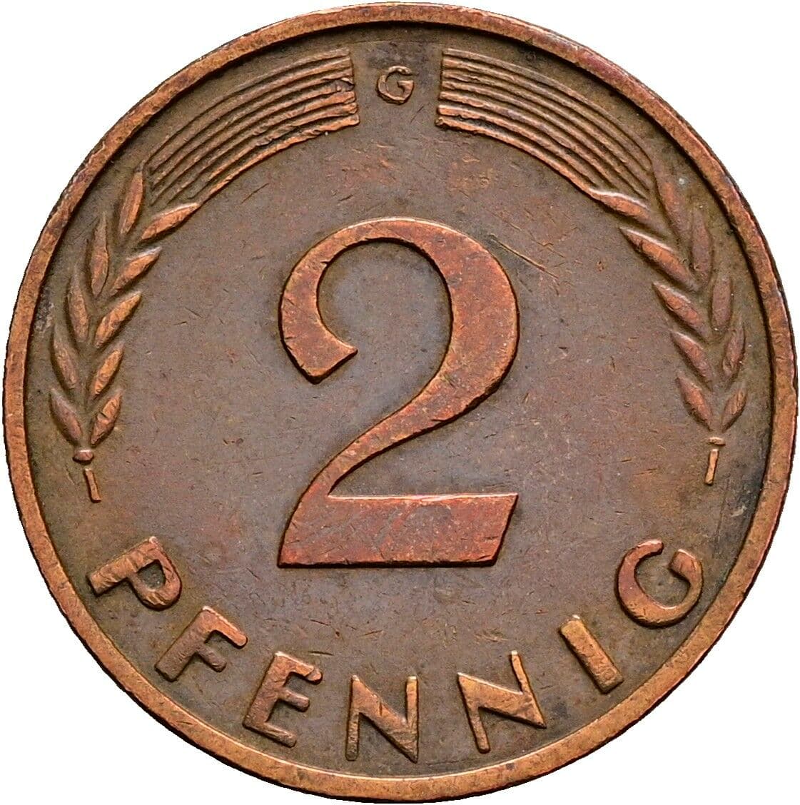 2 Pfennig 1962 G – Vorderseite