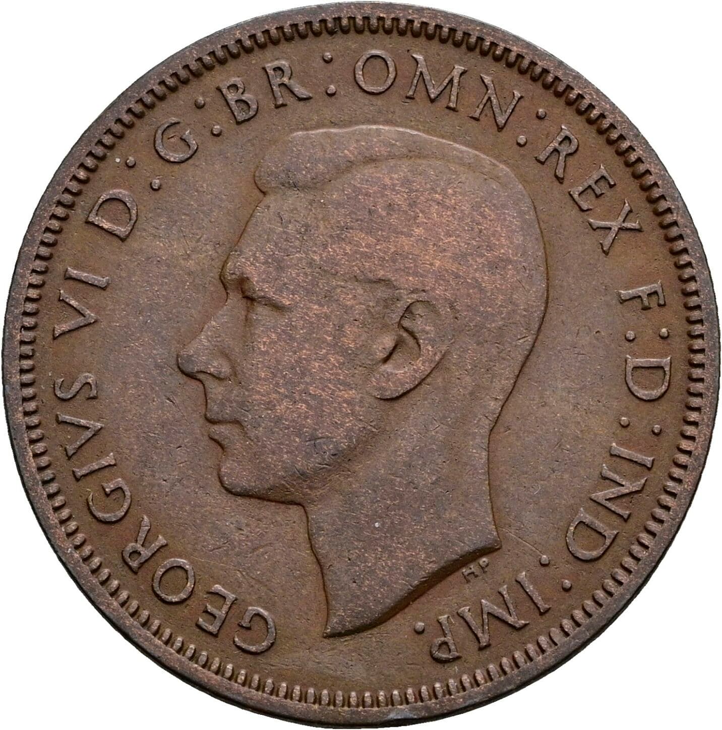 Half Penny George VI. 1936-1952 1939 – Vorderseite
