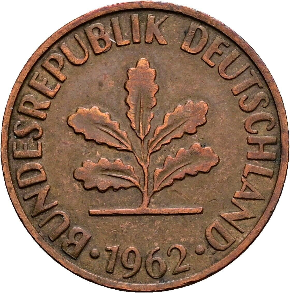 2 Pfennig 1962 G – Rückseite