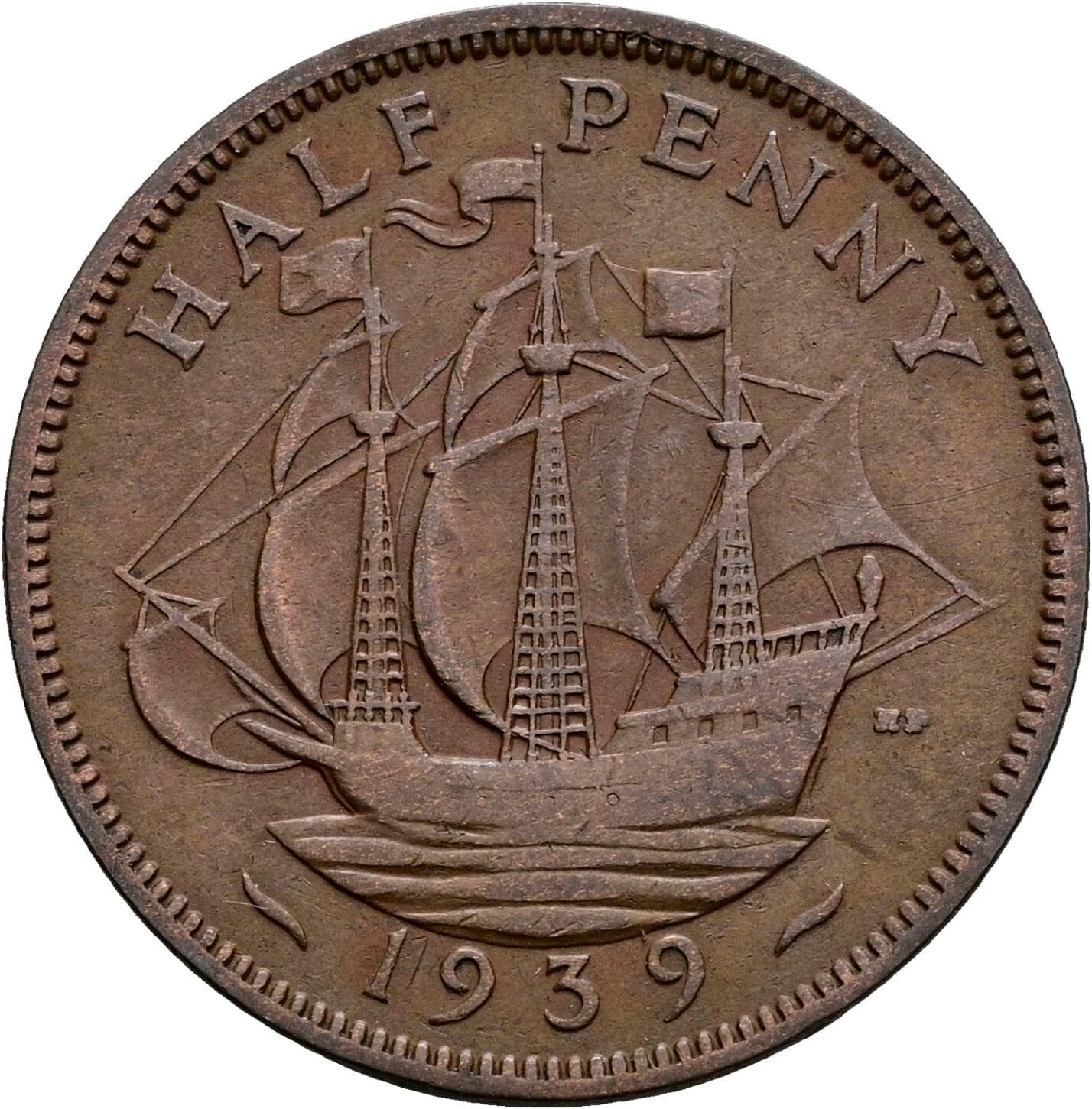 Half Penny George VI. 1936-1952 1939 – Rückseite