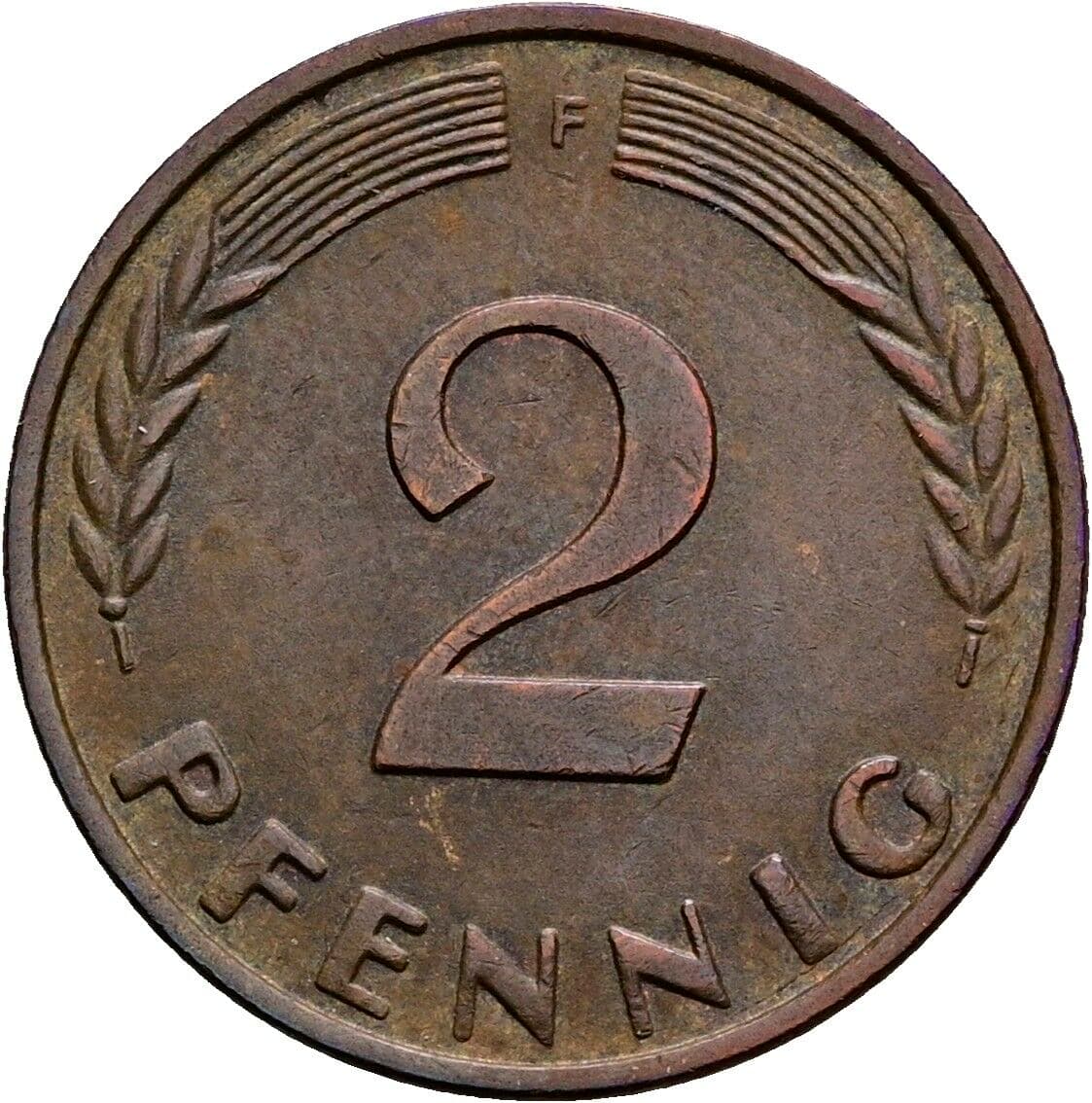 2 Pfennig 1966 F – Vorderseite