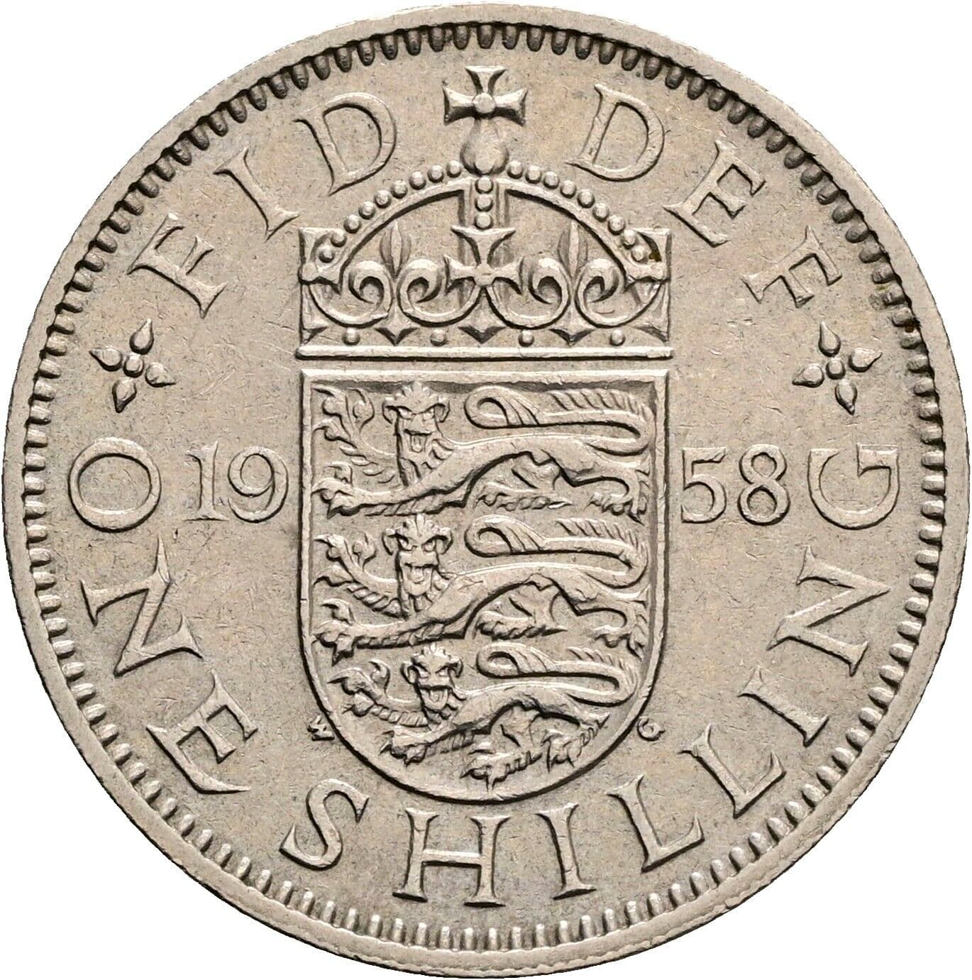 1 Shilling Elisabeth II. 1952-2022 1958 – Rückseite