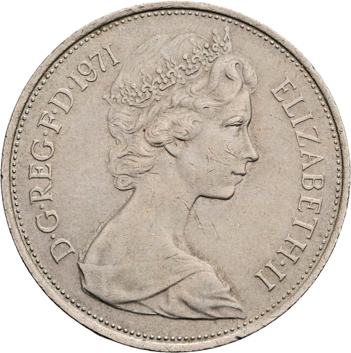 10 New Pence Elisabeth II. 1952-2022 1971 – Vorderseite