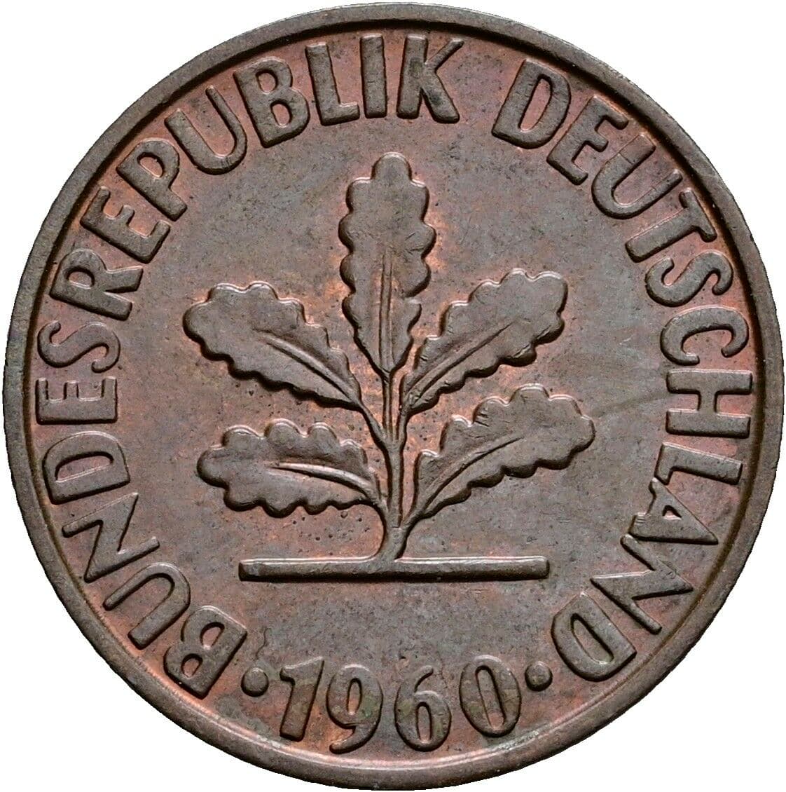 2 Pfennig 1960 D – Rückseite