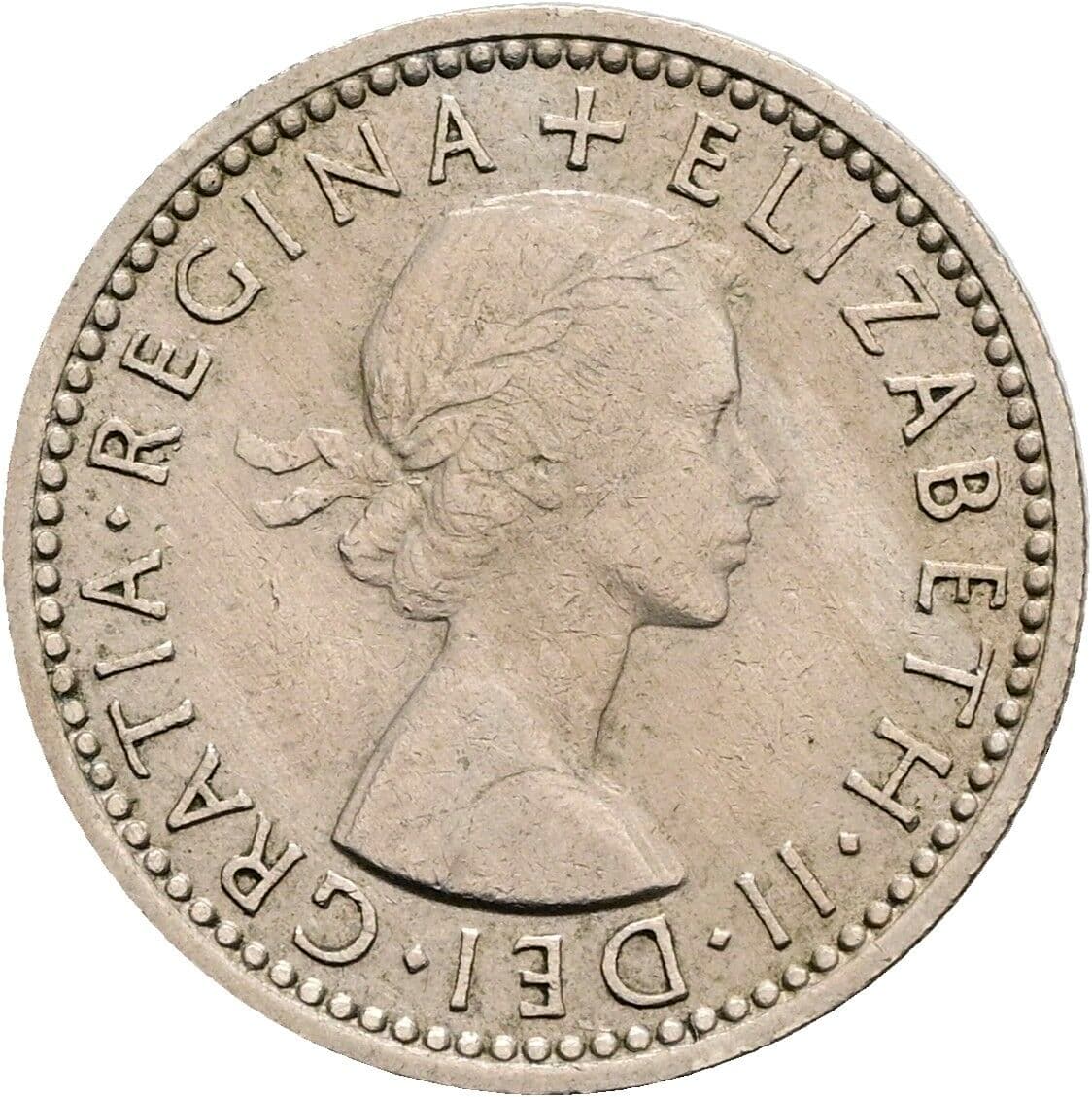 6 Pence Elisabeth II. 1952-2022 1959 – Vorderseite
