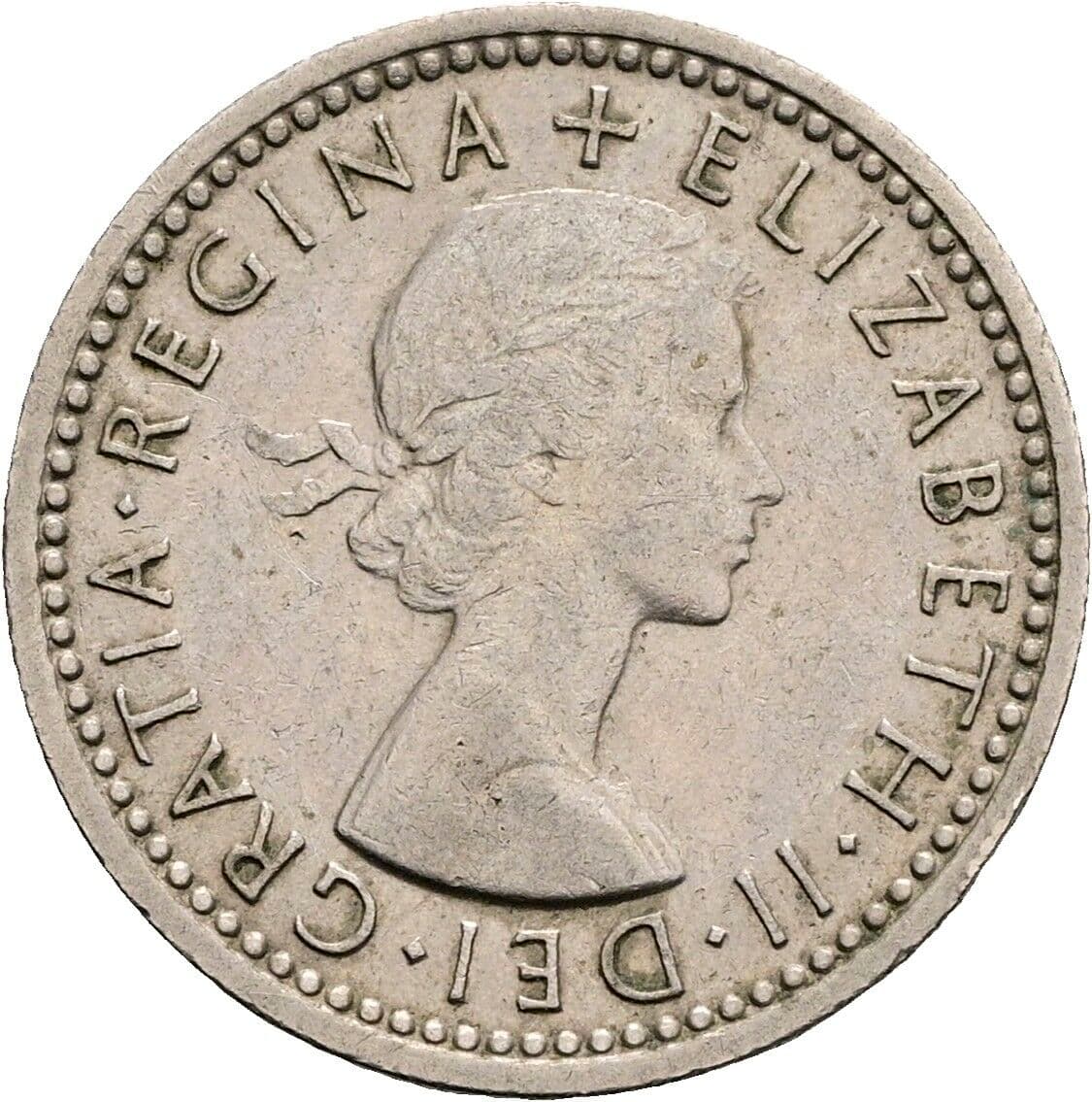 6 Pence Elisabeth II. 1952-2022 1961 – Vorderseite