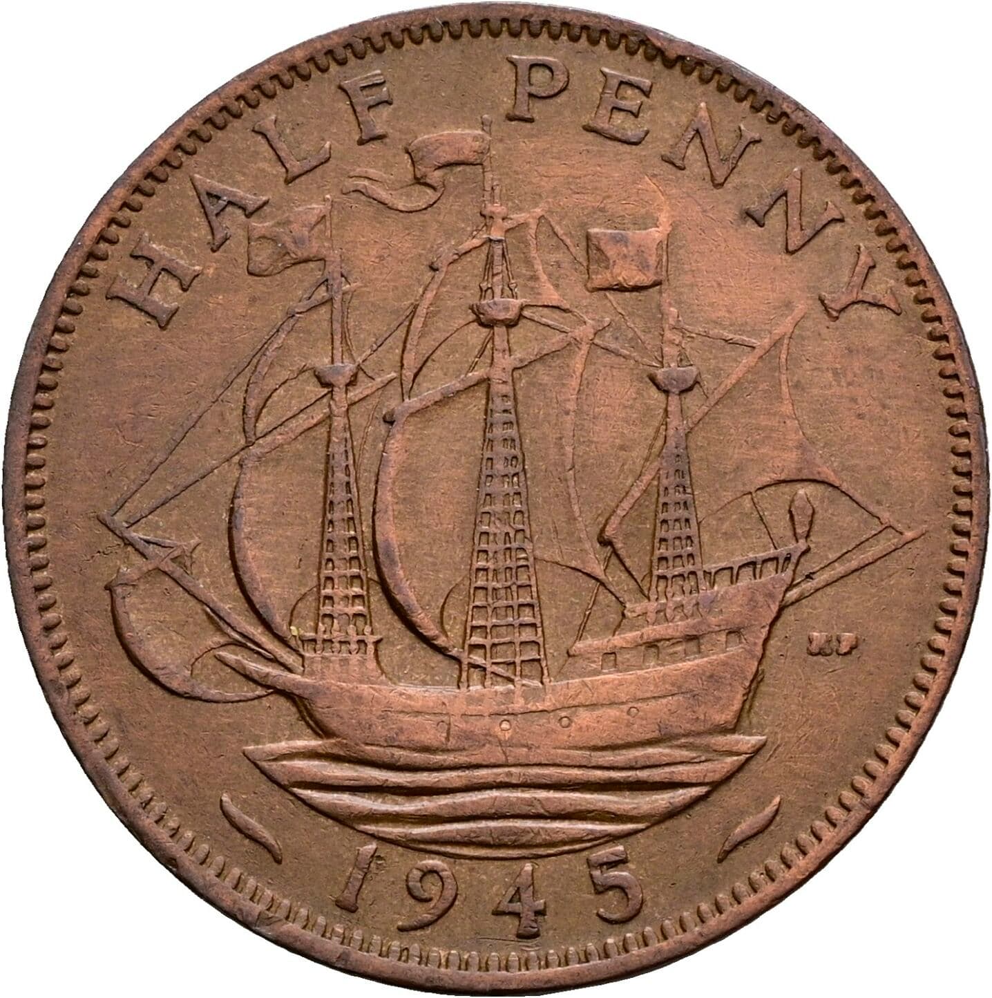 Half Penny George VI. 1936-1952 1945 – Rückseite