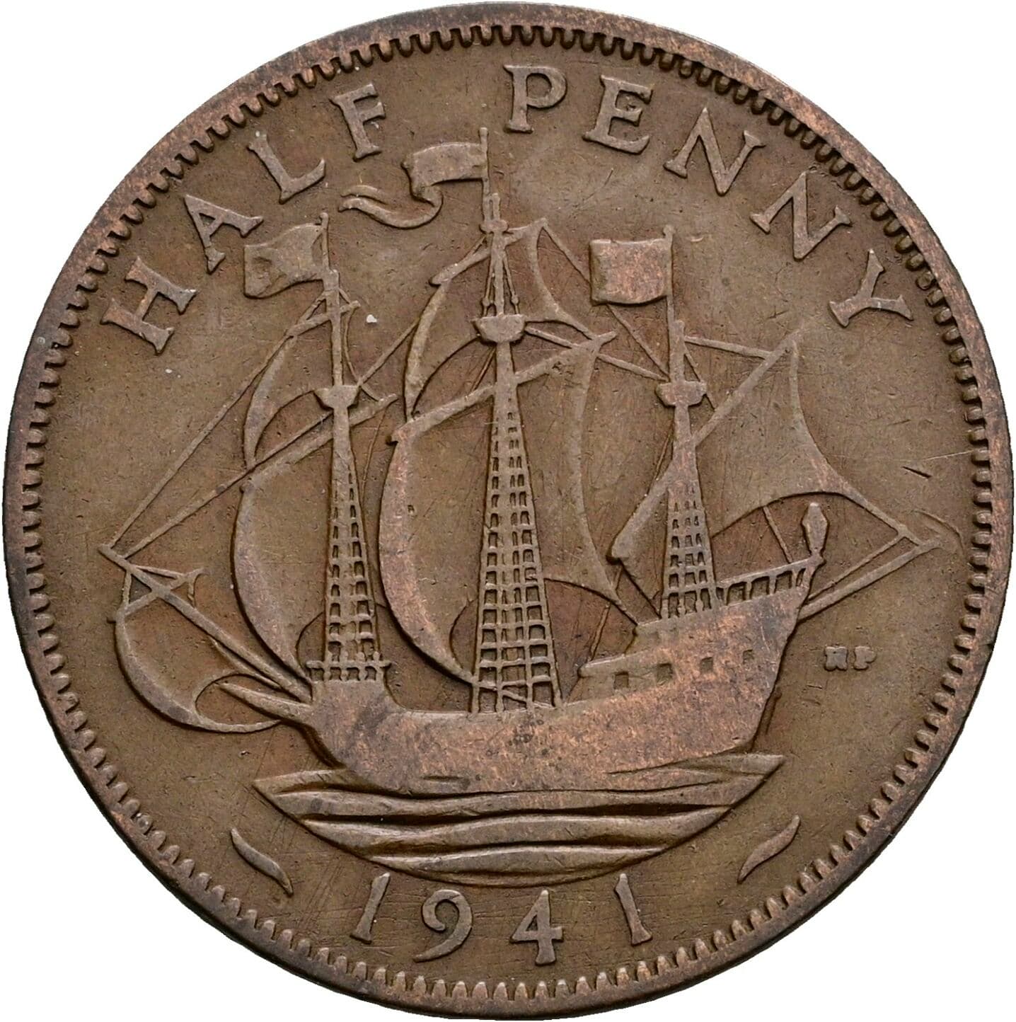 Half Penny George VI. 1936-1952 1941 – Rückseite