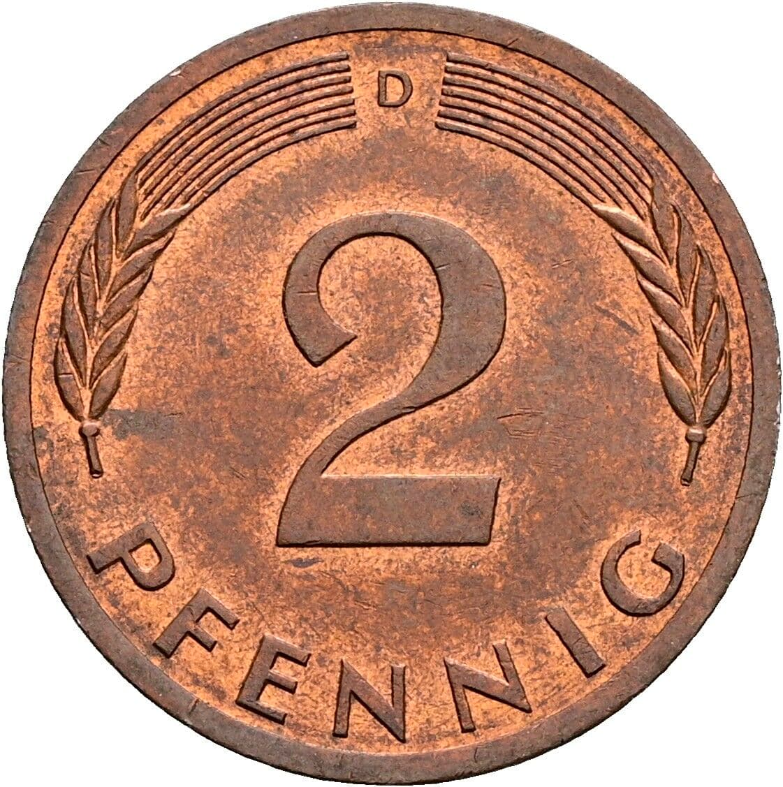 2 Pfennig 1974 D – Vorderseite