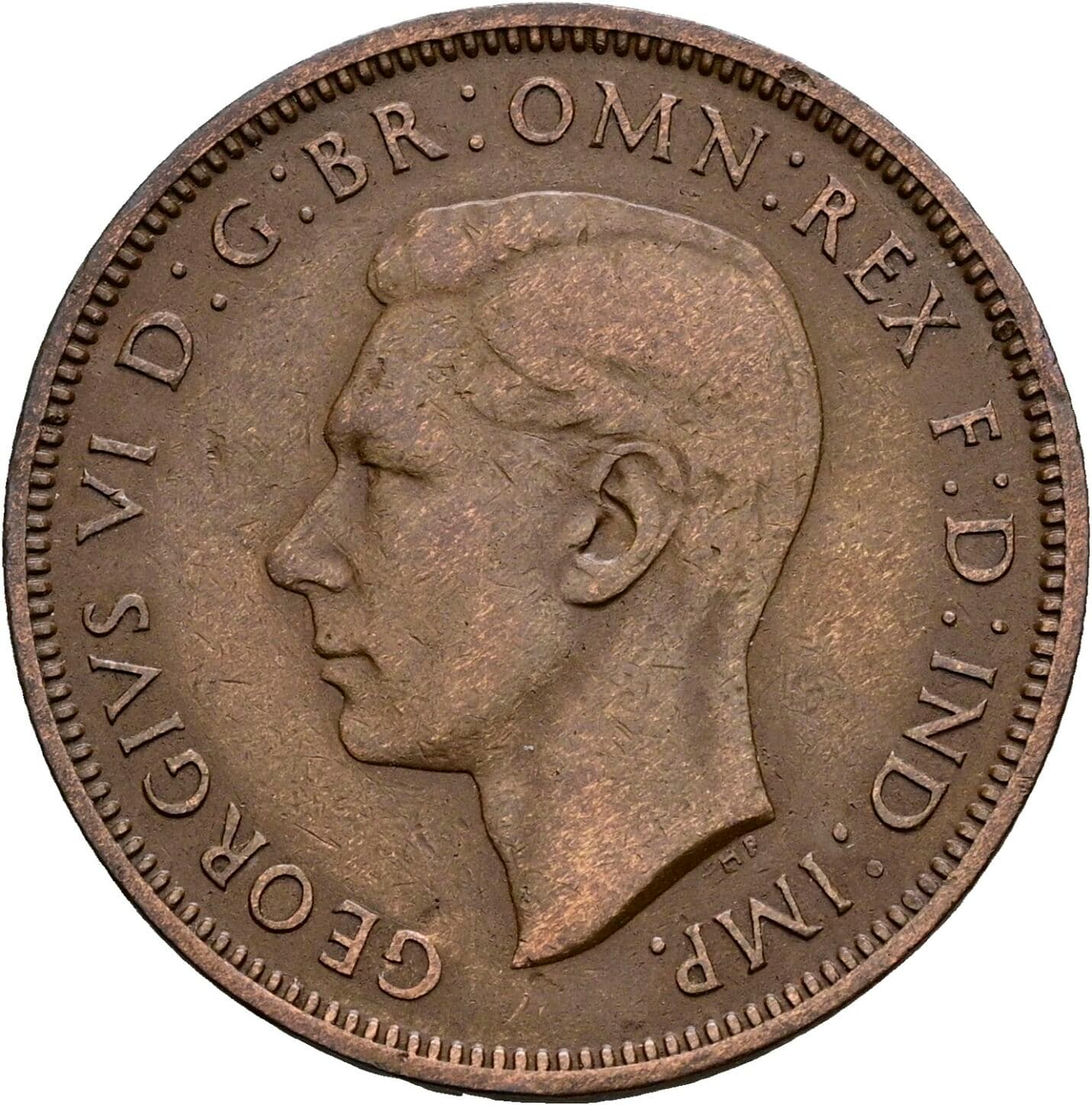 Half Penny George VI. 1936-1952 1938 – Vorderseite