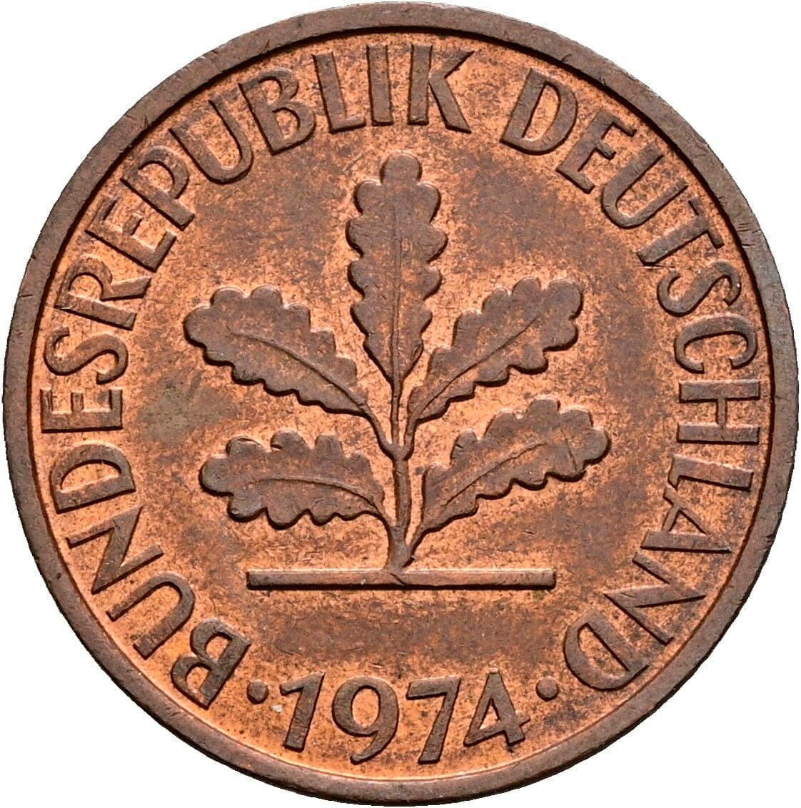 2 Pfennig 1974 D – Rückseite