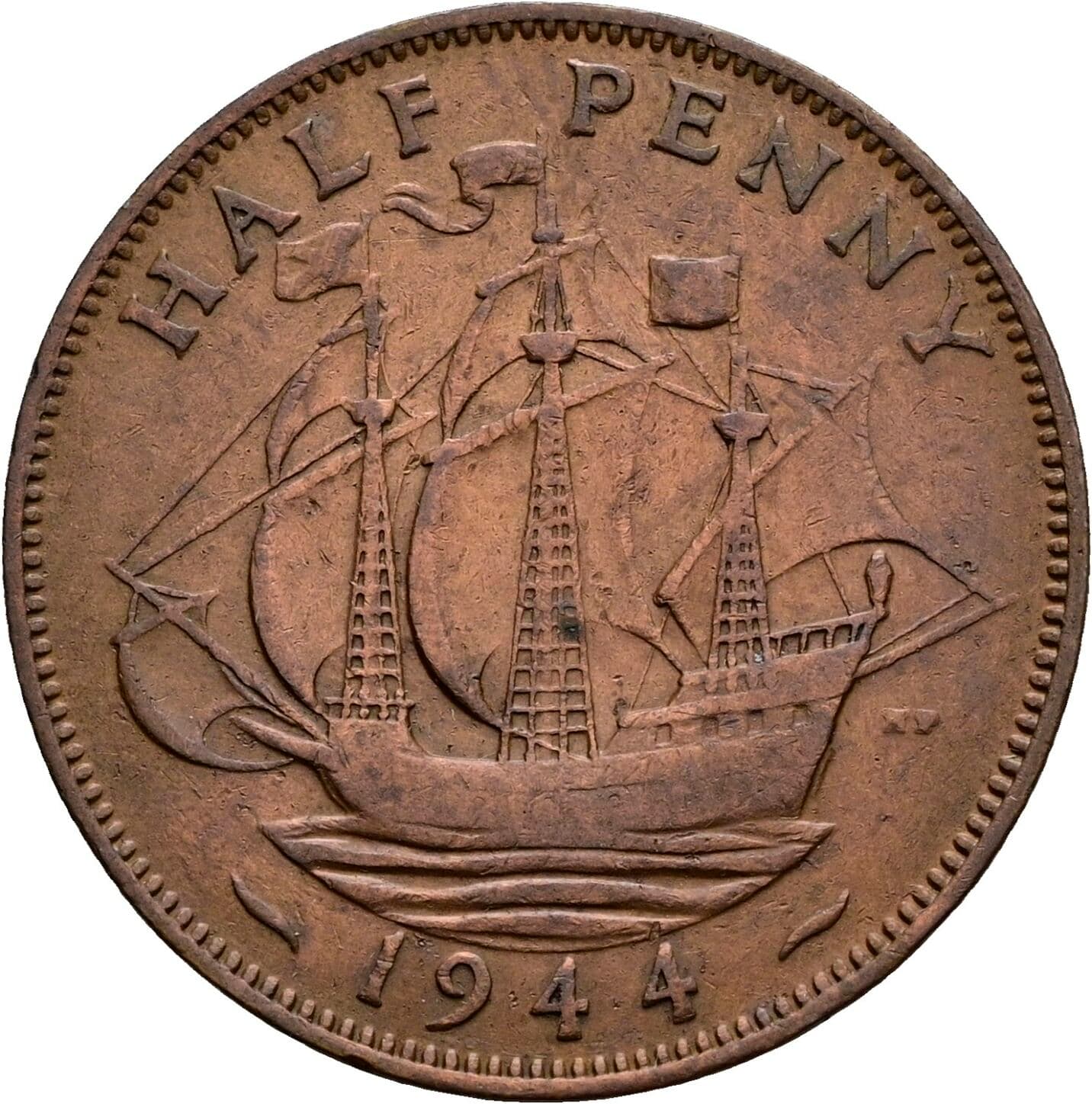 Half Penny George VI. 1936-1952 1944 – Rückseite