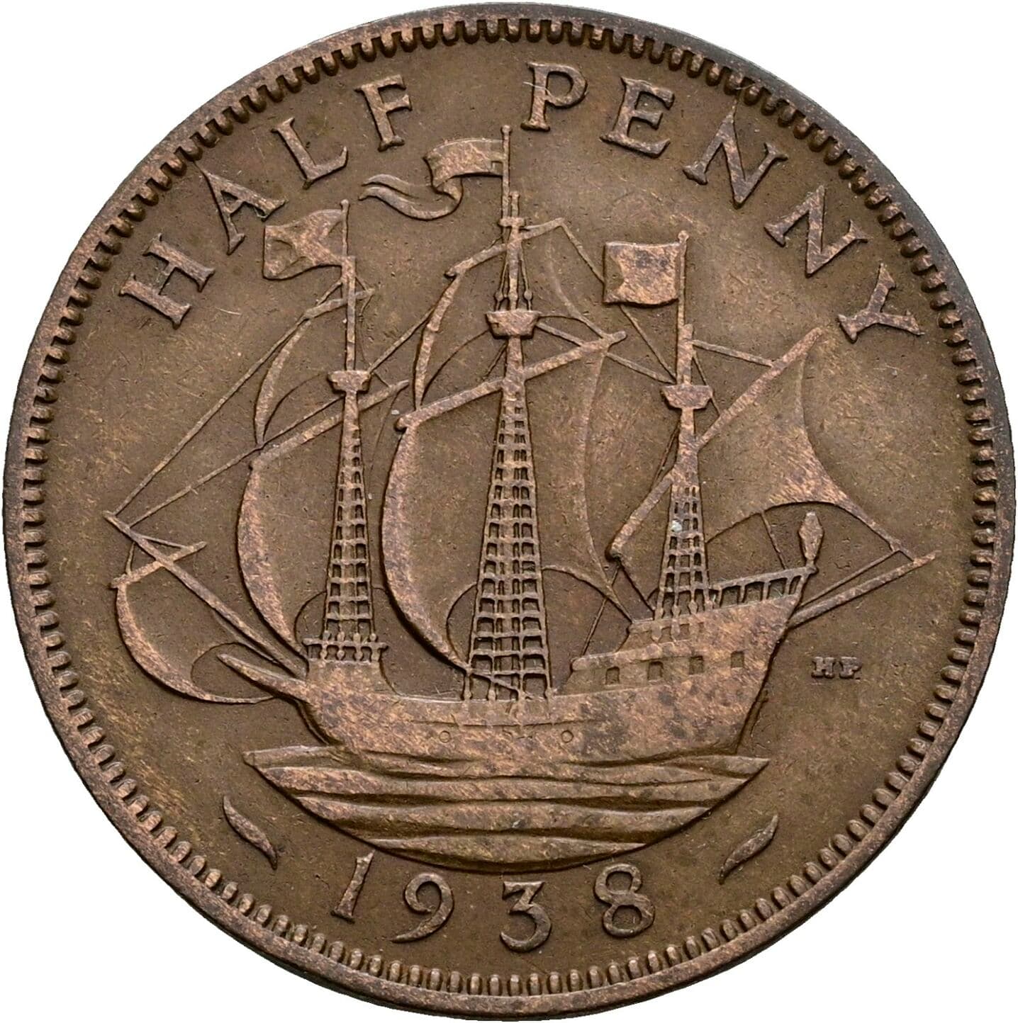 Half Penny George VI. 1936-1952 1938 – Rückseite