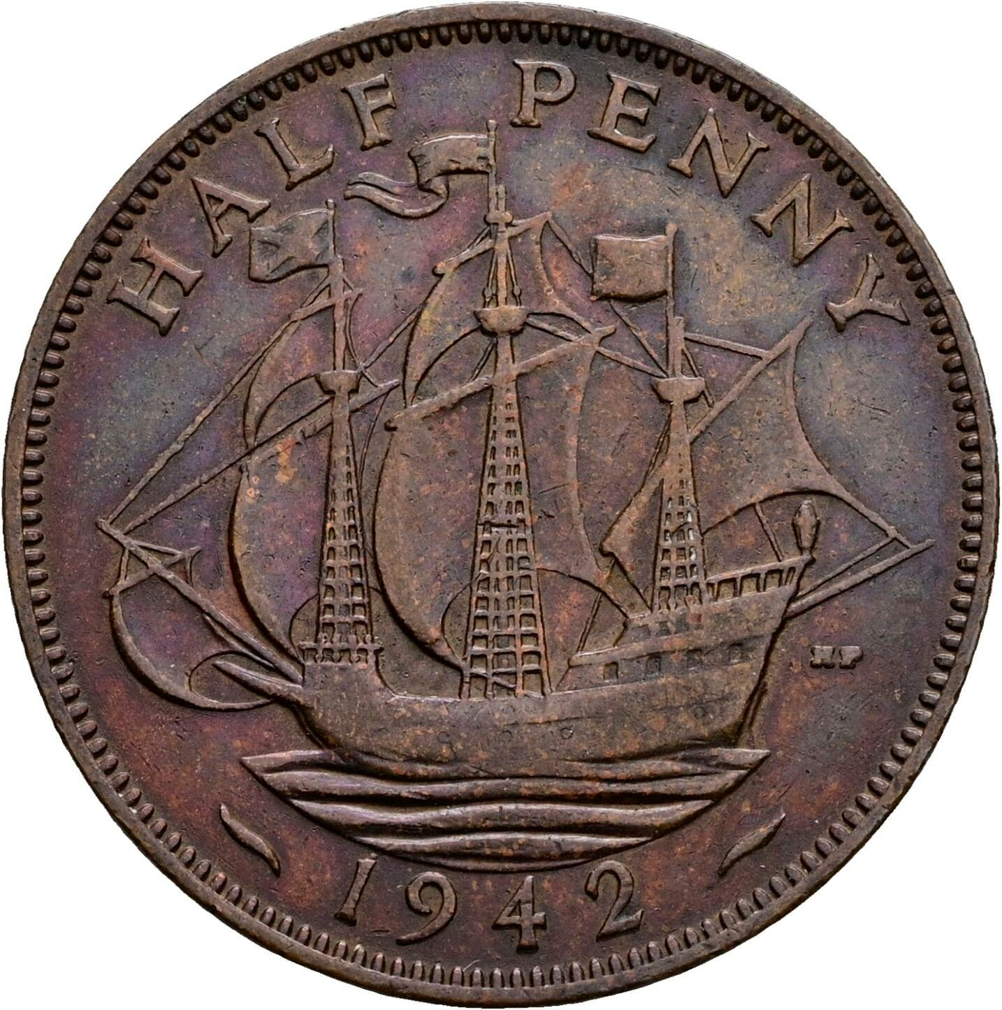 Half Penny George VI. 1936-1952 1942 – Rückseite