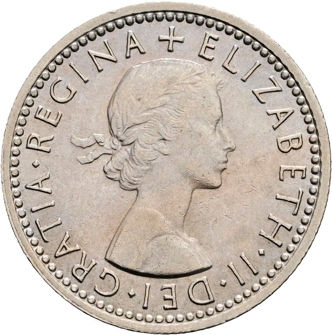 6 Pence Elisabeth II. 1952-2022 1962 – Vorderseite