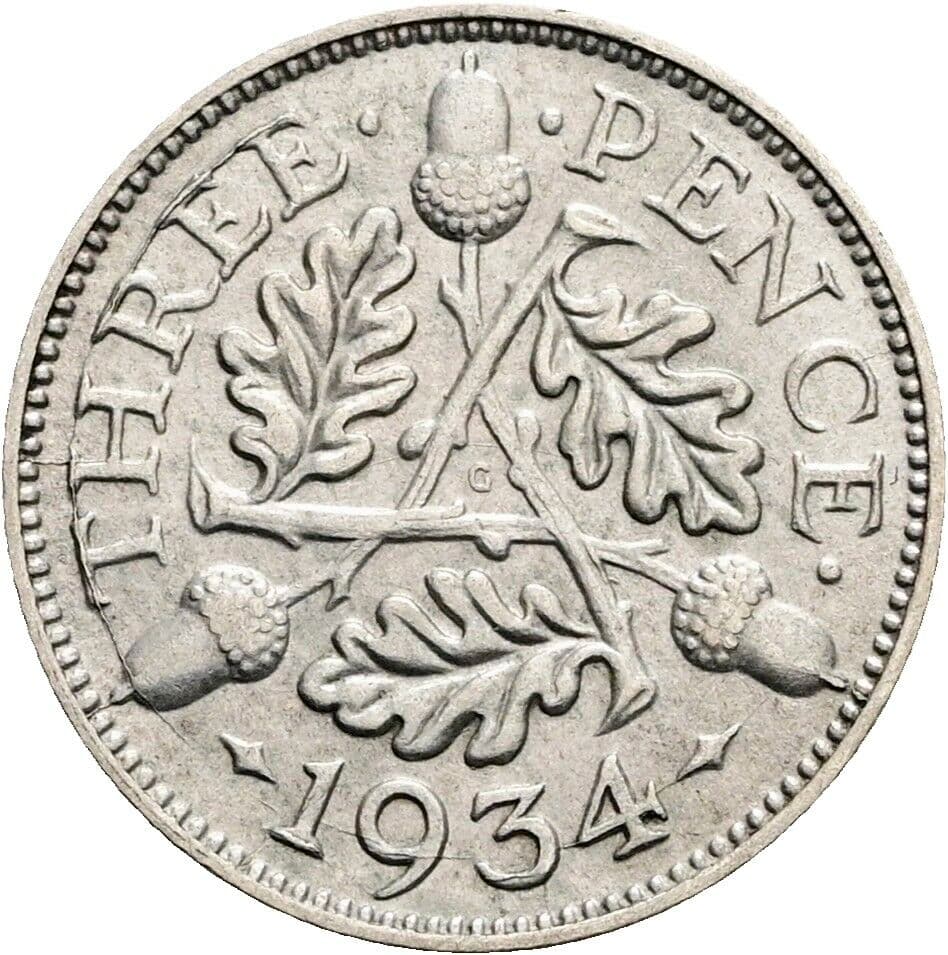 3 Pence George V. (1910-1936) 1934 – Rückseite