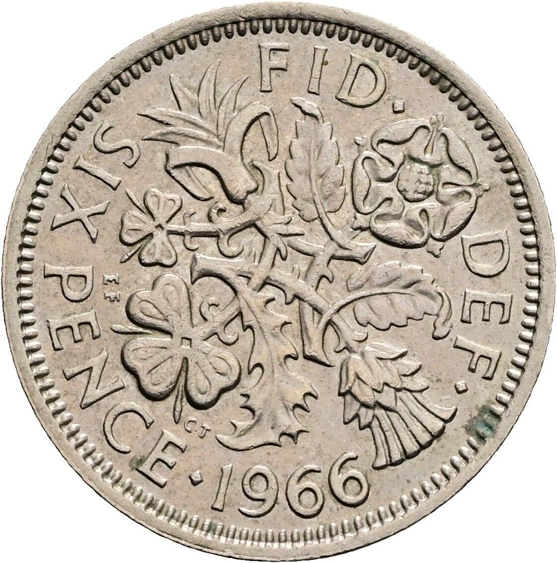 6 Pence Elisabeth II. 1952-2022 1966 – Rückseite