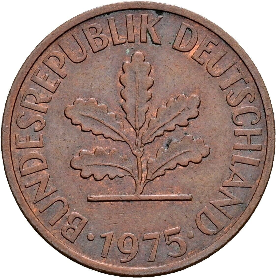 2 Pfennig 1975 J – Rückseite